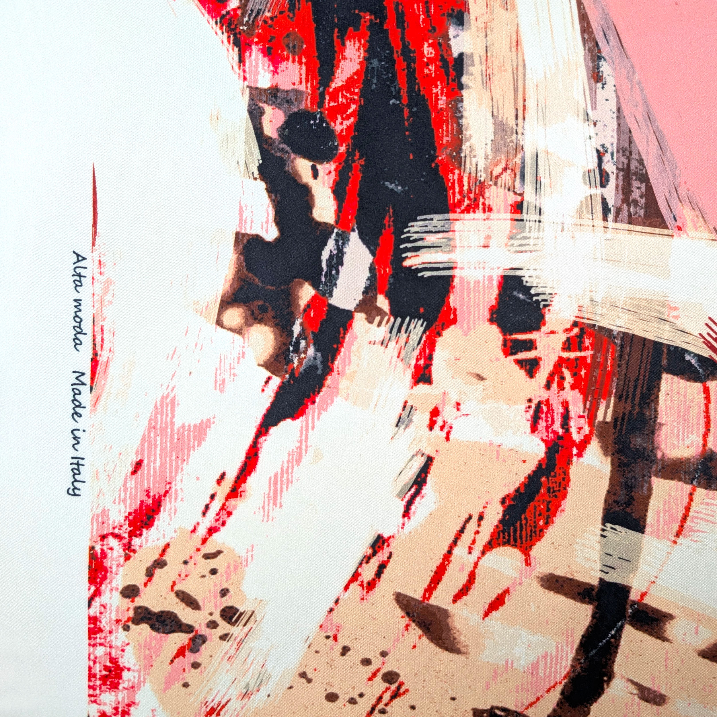 Satin Setate High Fashion Brushstroke Tones Red and Black Image
