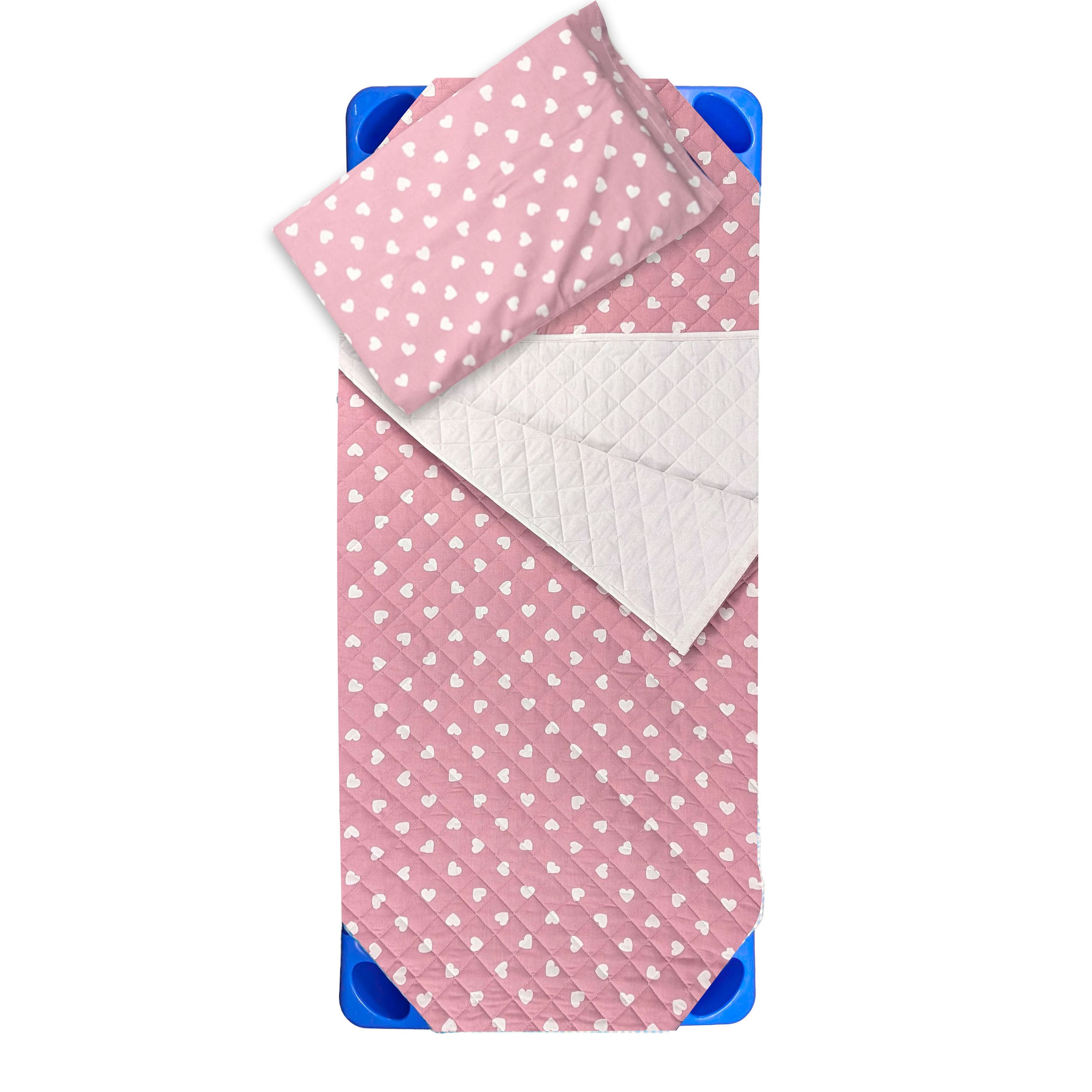 Shaped Sleeping Bag for Brandy White Hearts with Antique Pink Background Image
