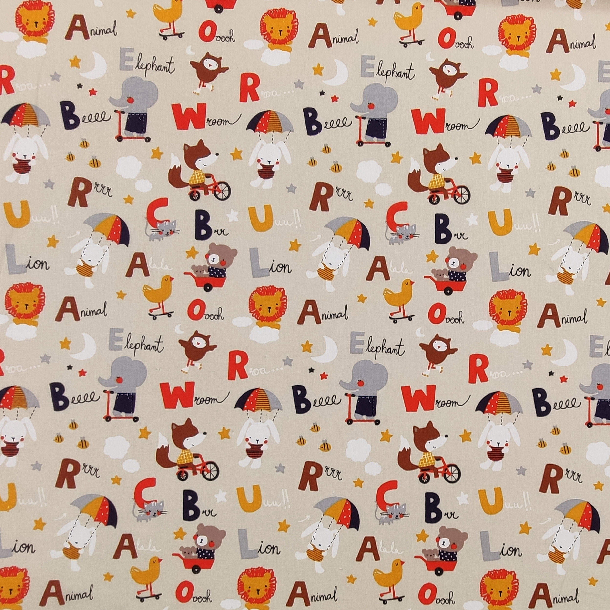 Baumwolltiere und -buchstaben