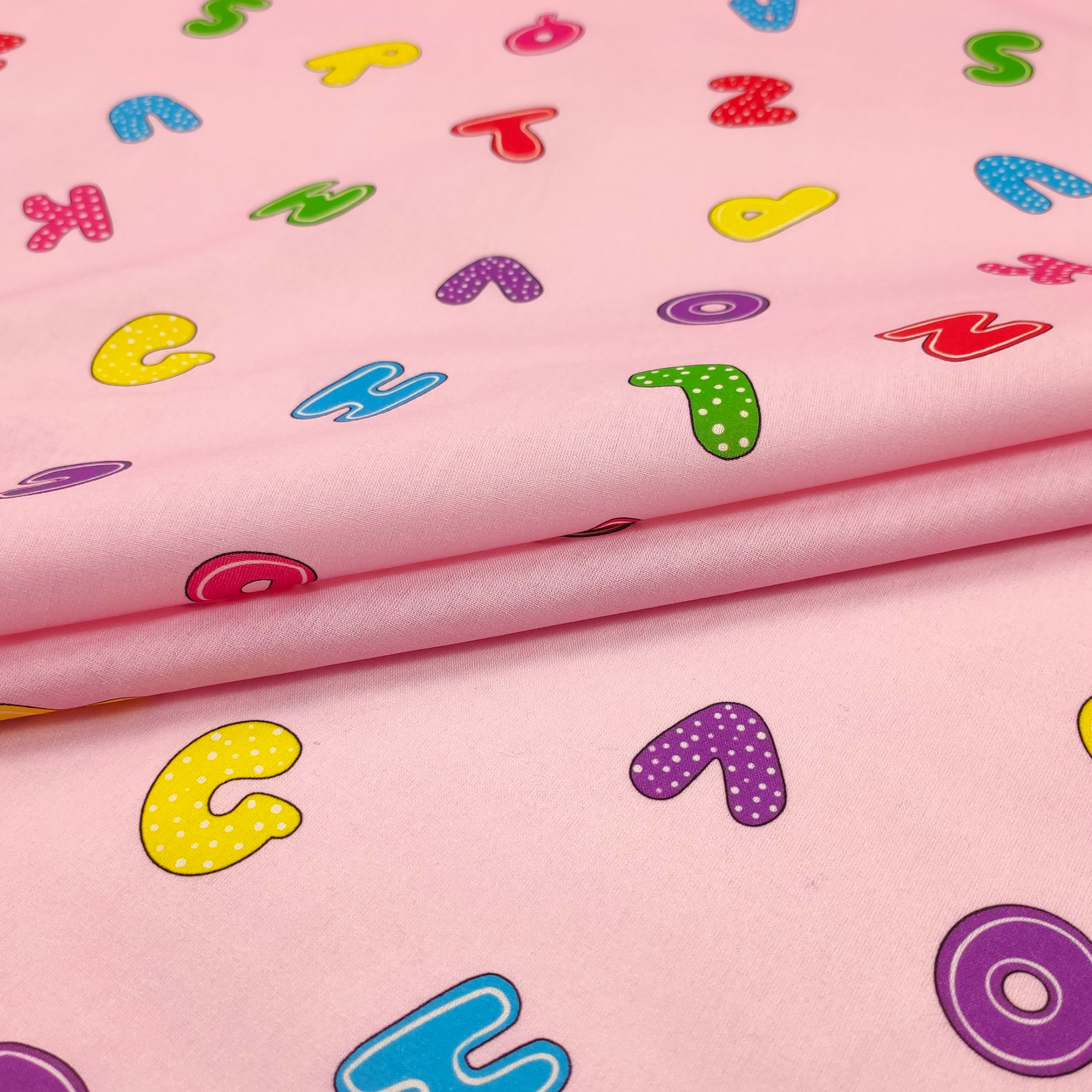 Fabric Cotton Alphabet Large Background Pink Image