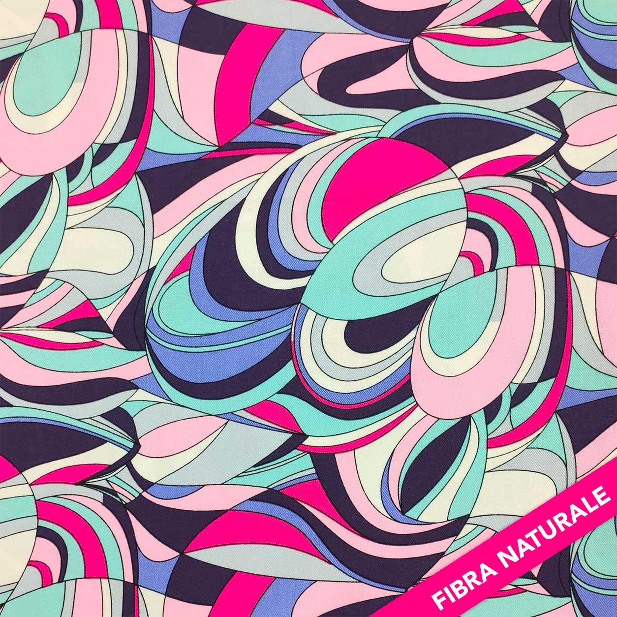 Dressmaking Printed Viscose Twill - Abstract Pink Design Image
