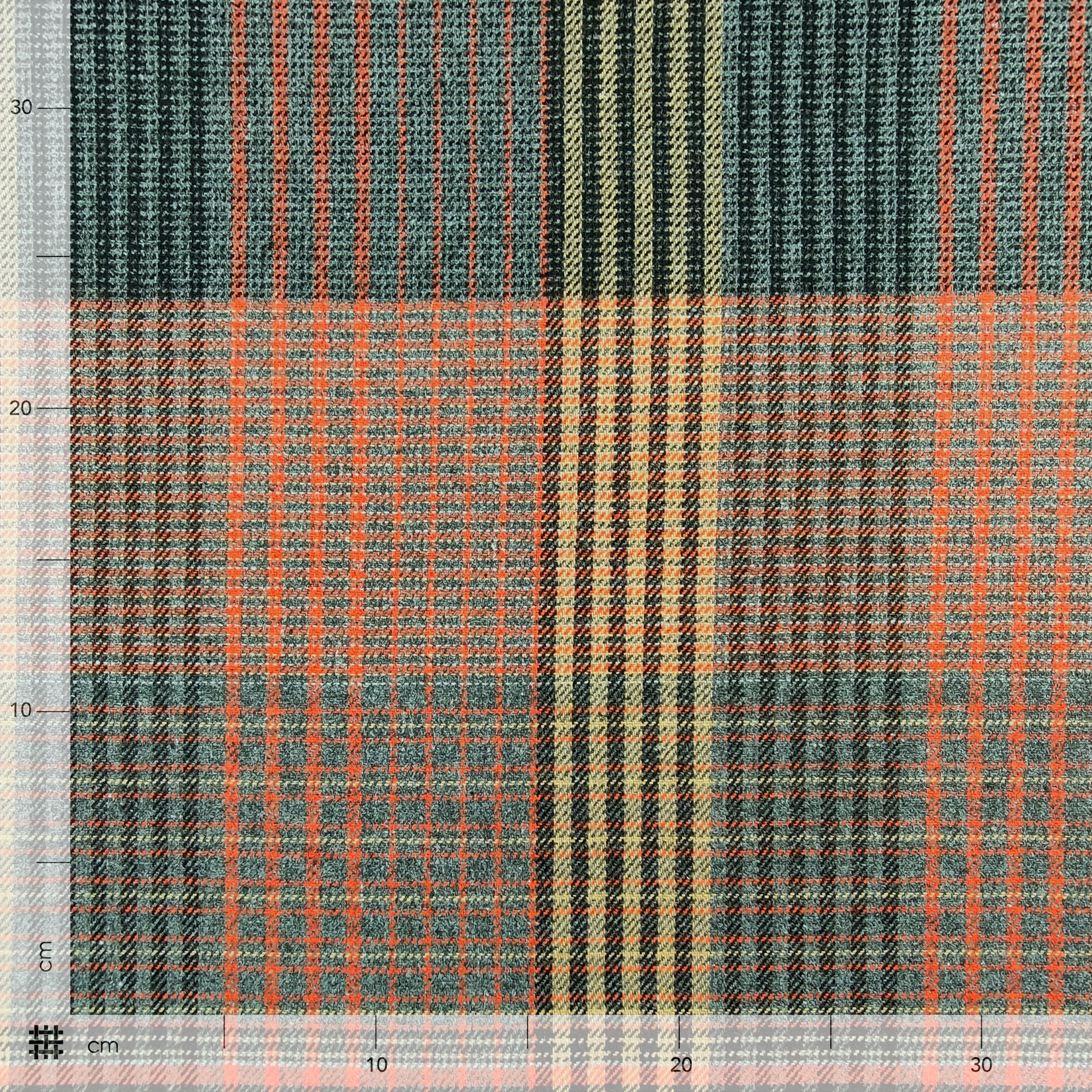 Chèques écossais orange, beige et gris