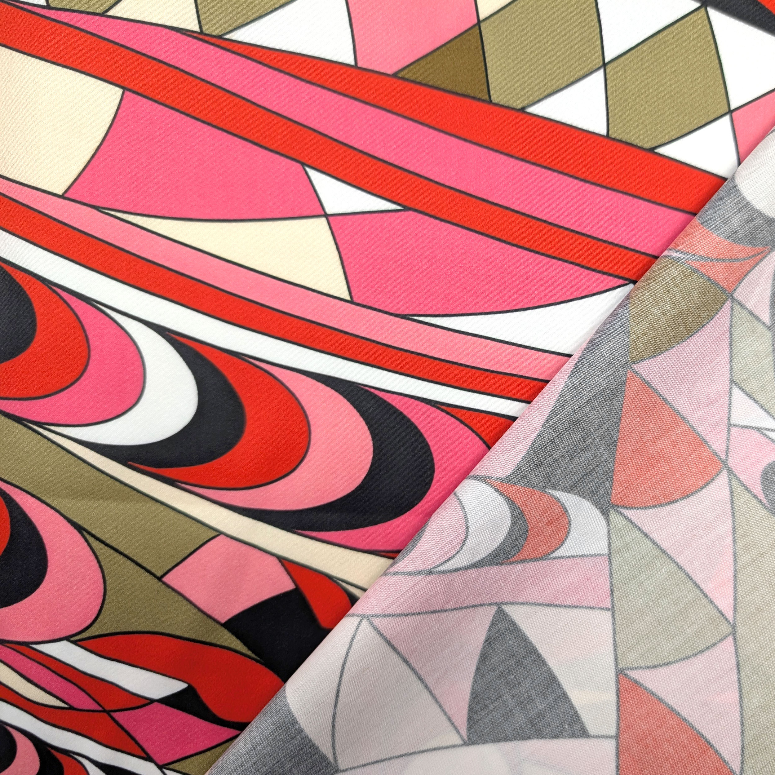 Abstract Geometrical Patterned Multicolour Cotton Satin Image