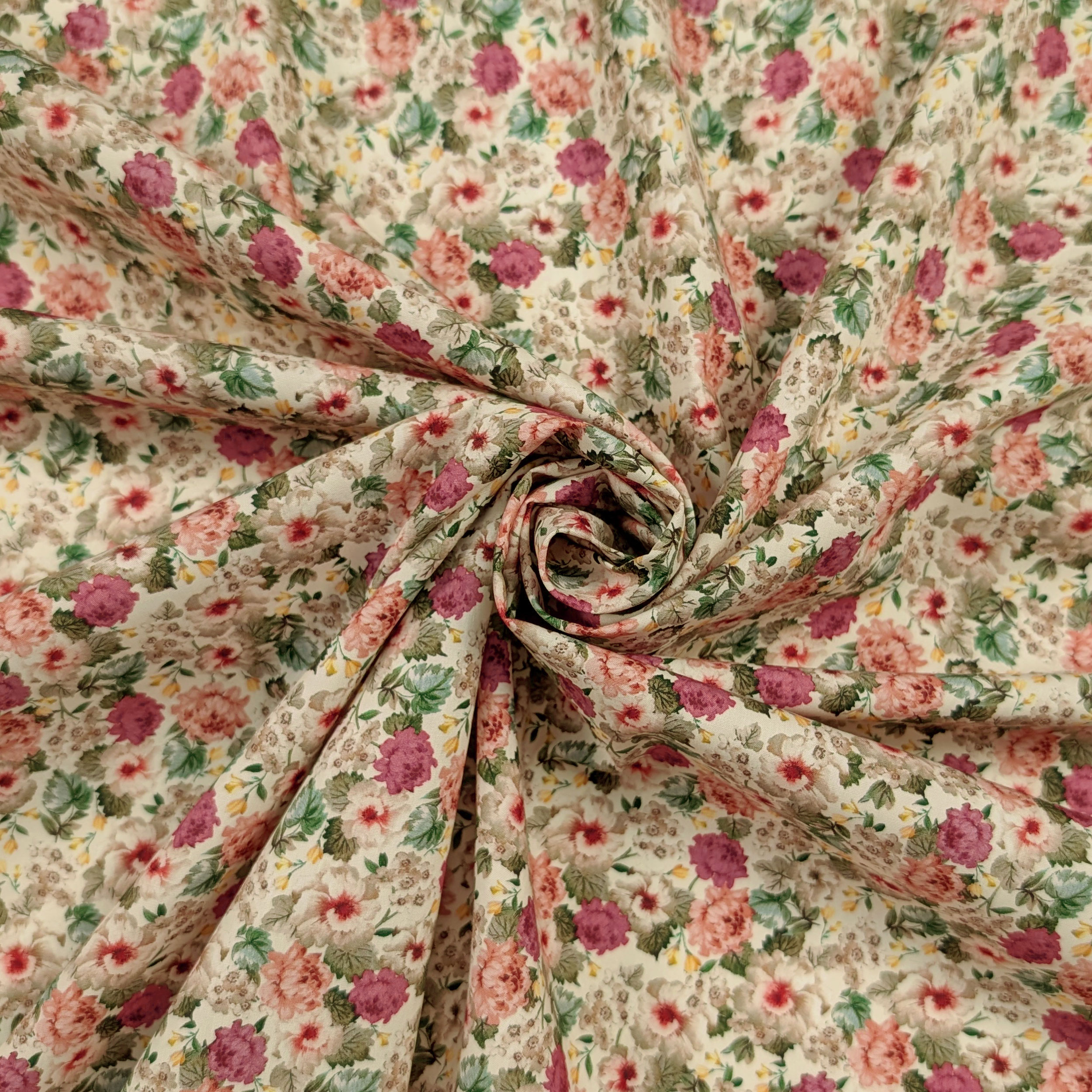 Poplin Cotton Romantic Bouquet Cream Image