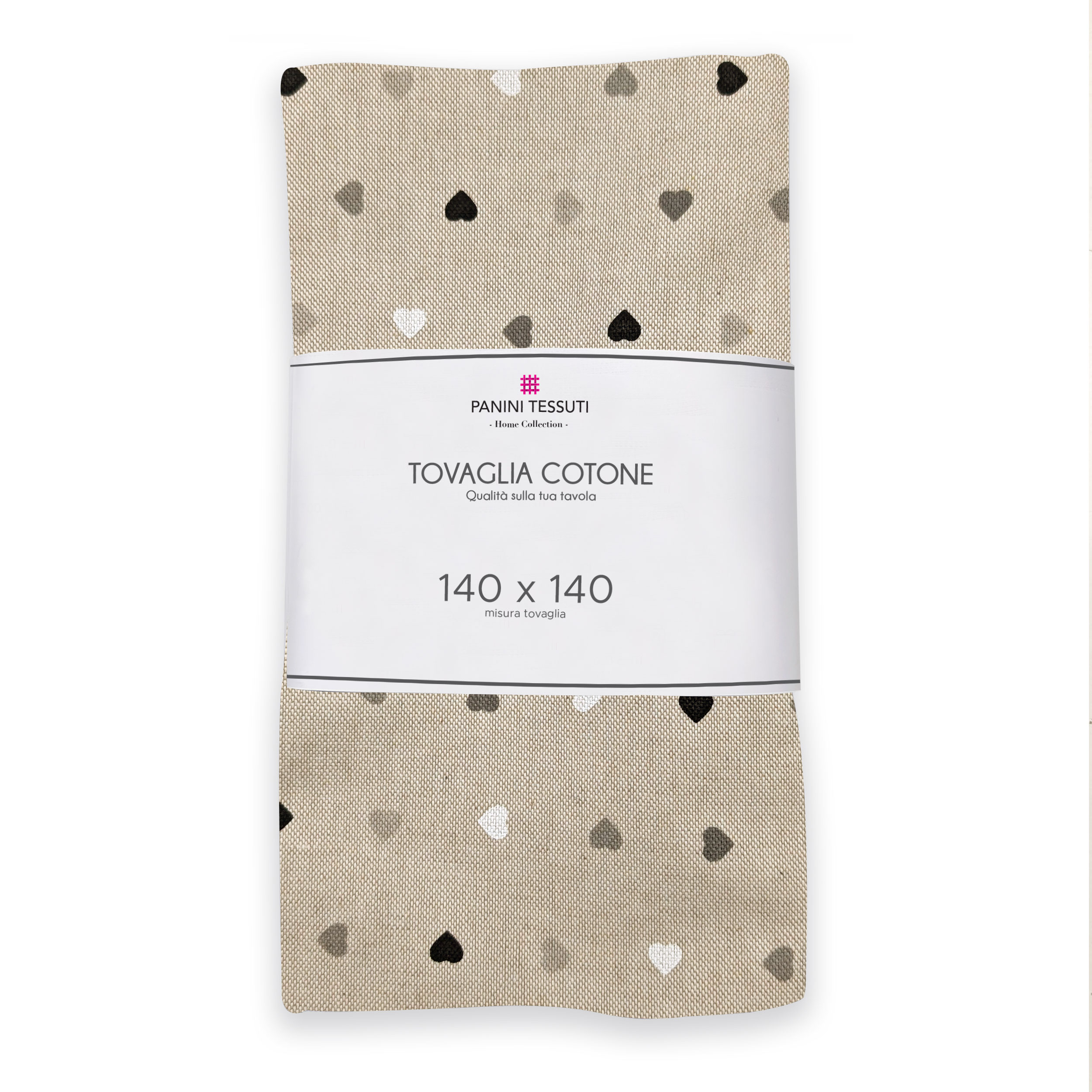 Tablecloth Wrapped Black and Grey Hearts Image