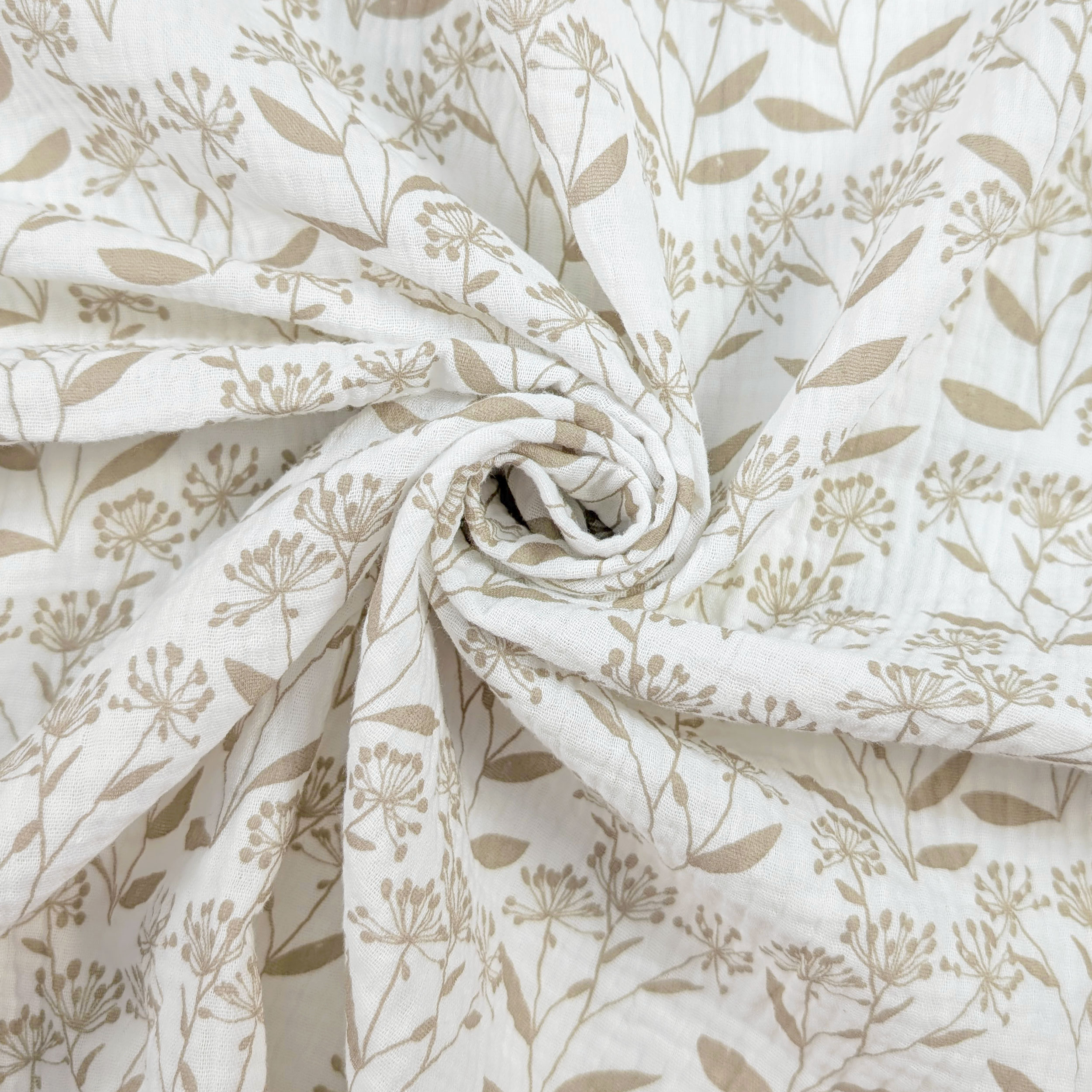 Beige Floral Fantasy Cotton Muslin Image