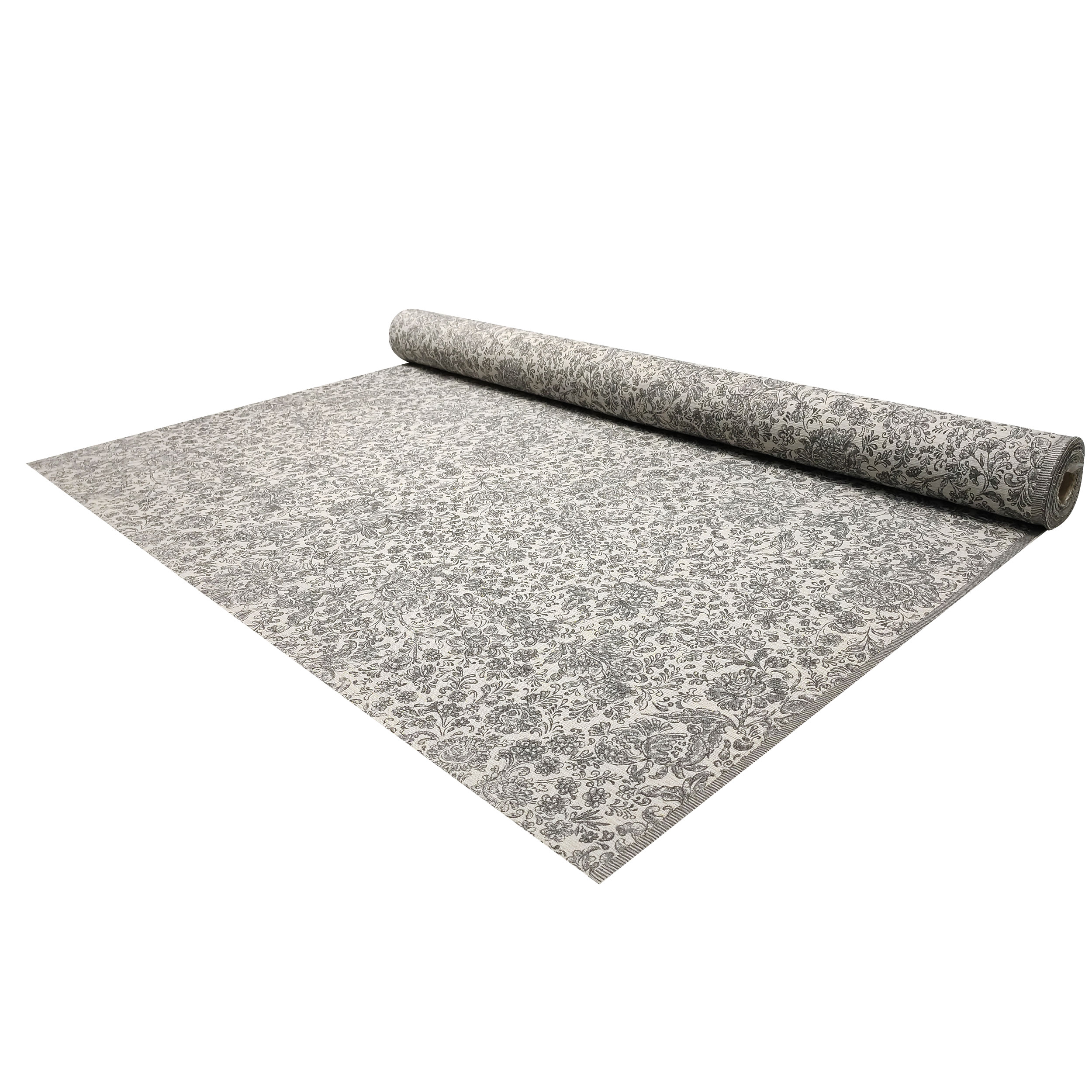 Grauer Blumen-Jacquard-Stoff