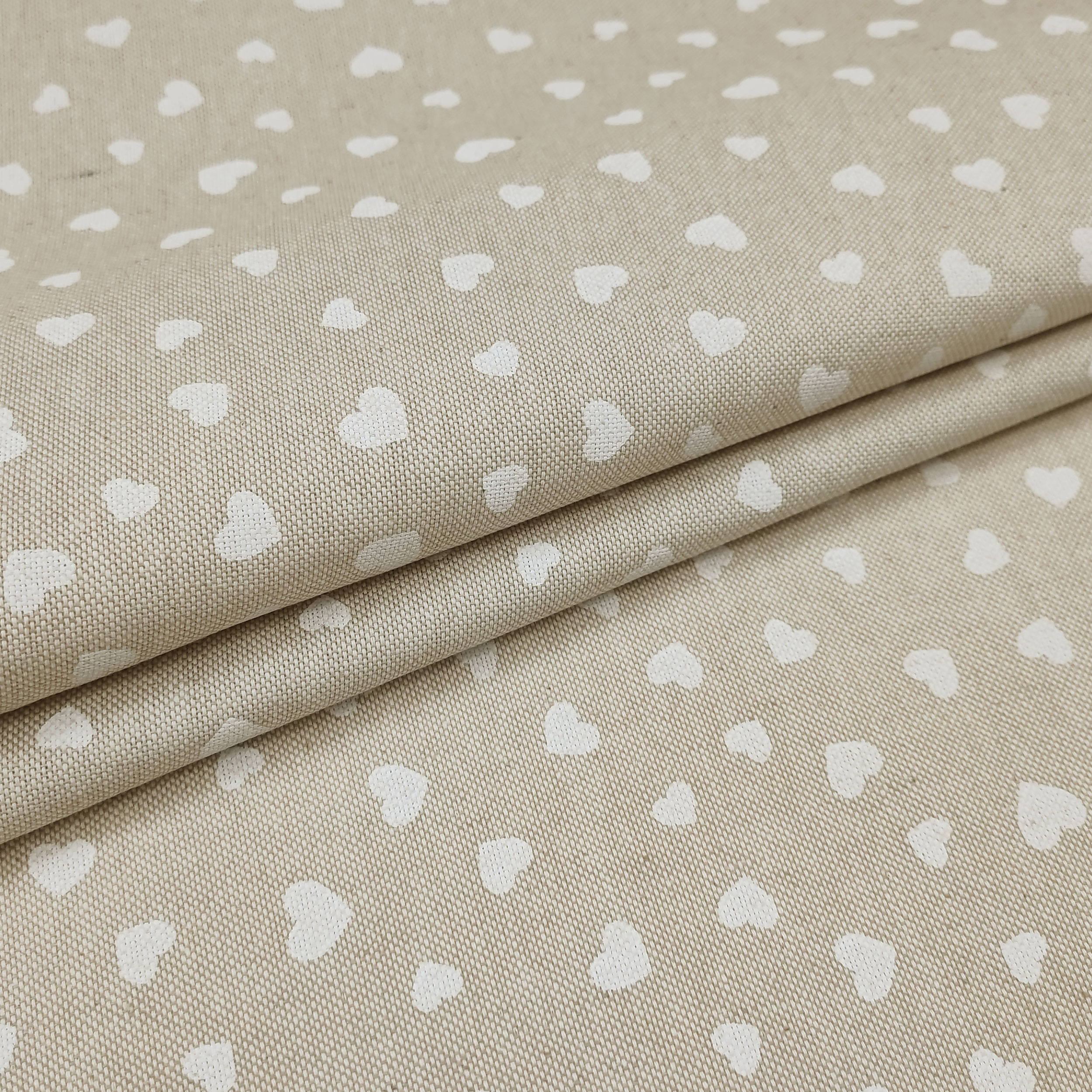 Panama Fabric White Hearts Image