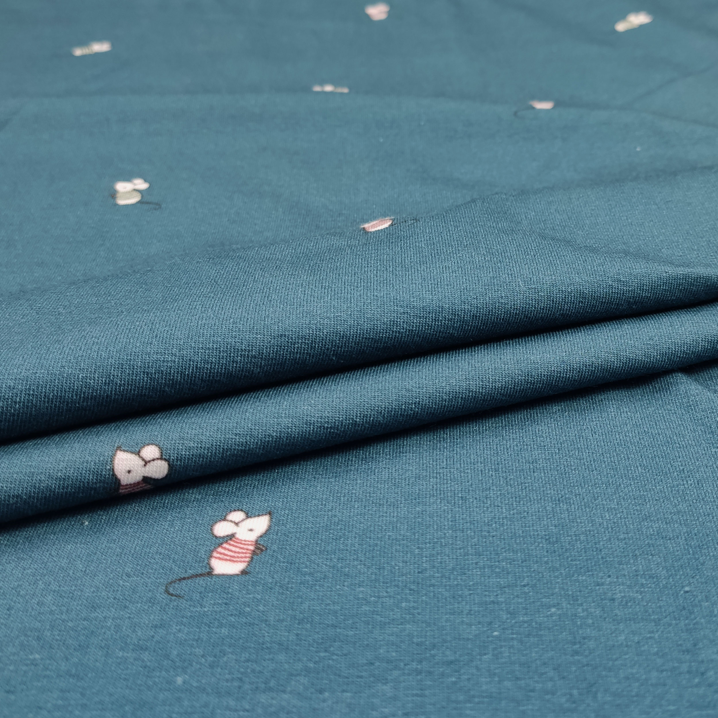Jersey coton Fantasy Mickey Mouse Background Avio