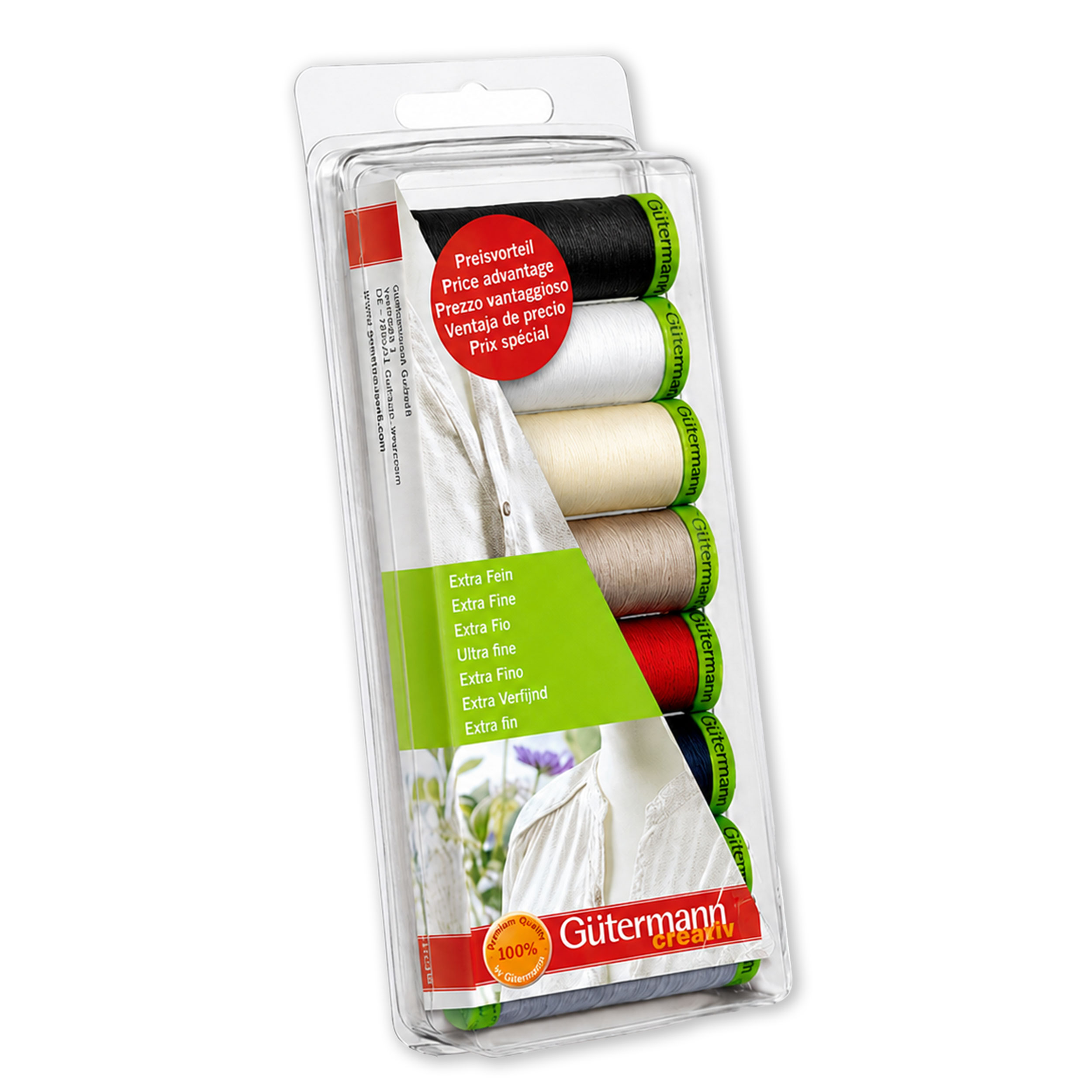 Gutermann Set of 7 bobbins of Ultra Fine Thread 200 m Image