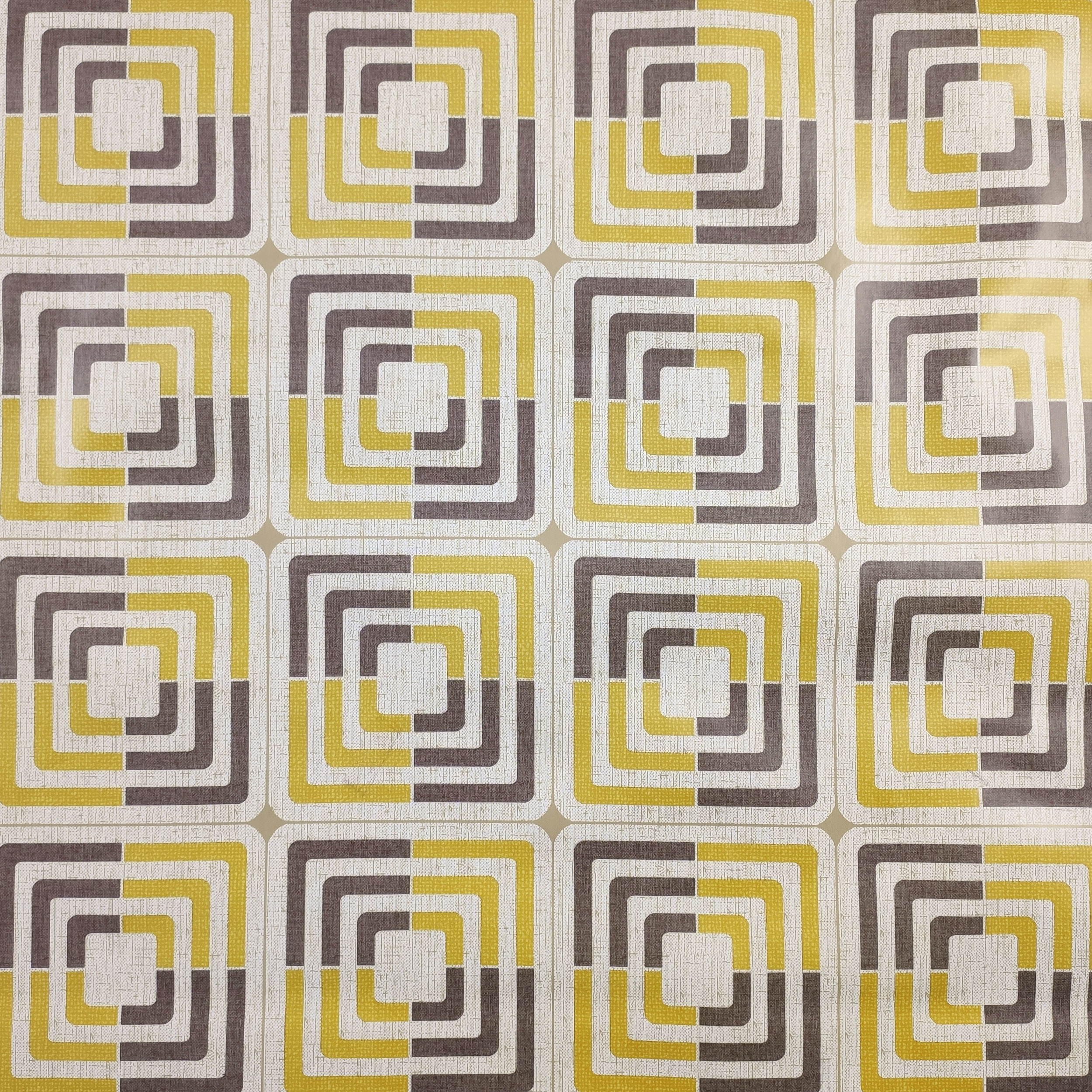 Fabric for Yellow and Brown Geometry Plasticised Tablecloth