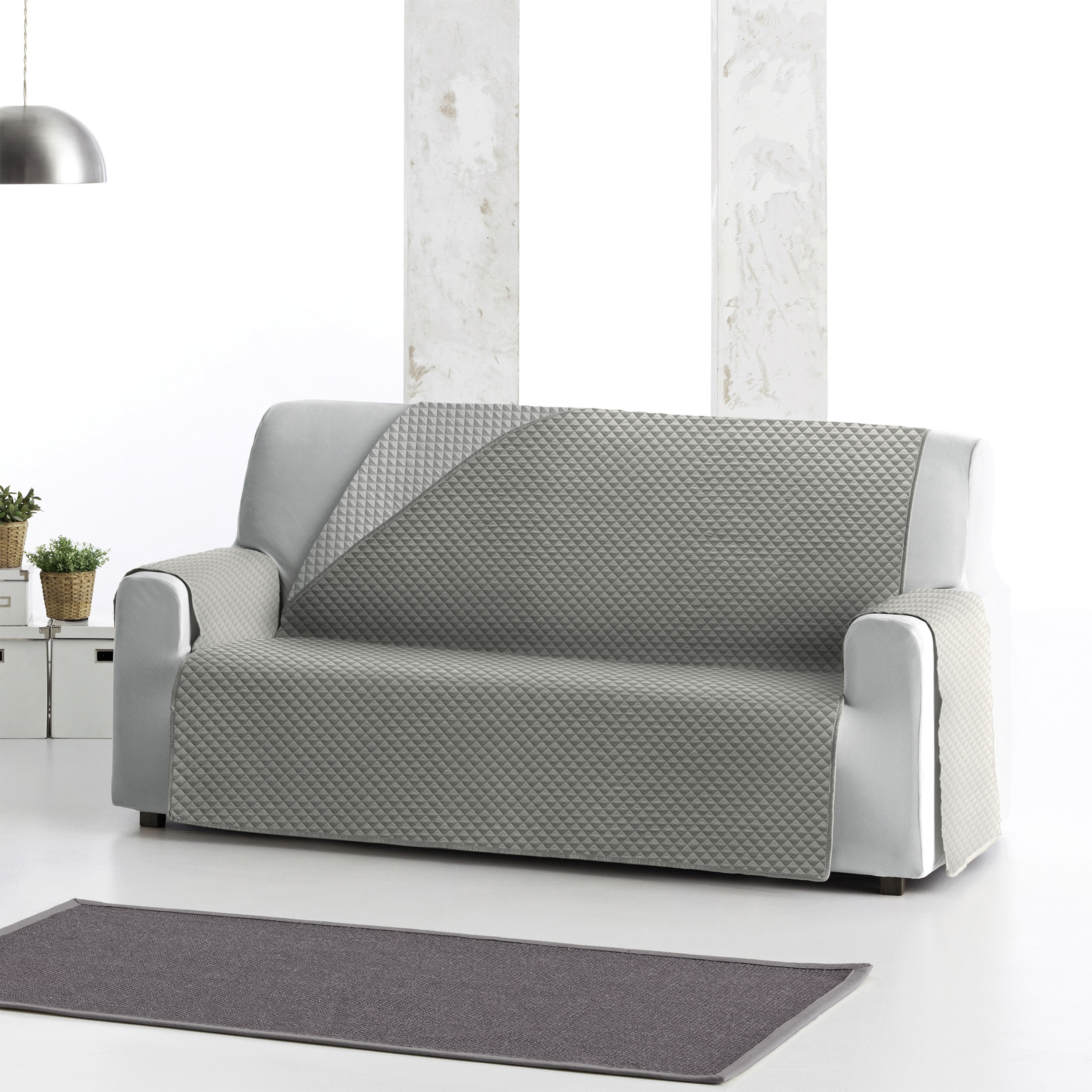 Thermowelded Quilted Slipcover Double Grey