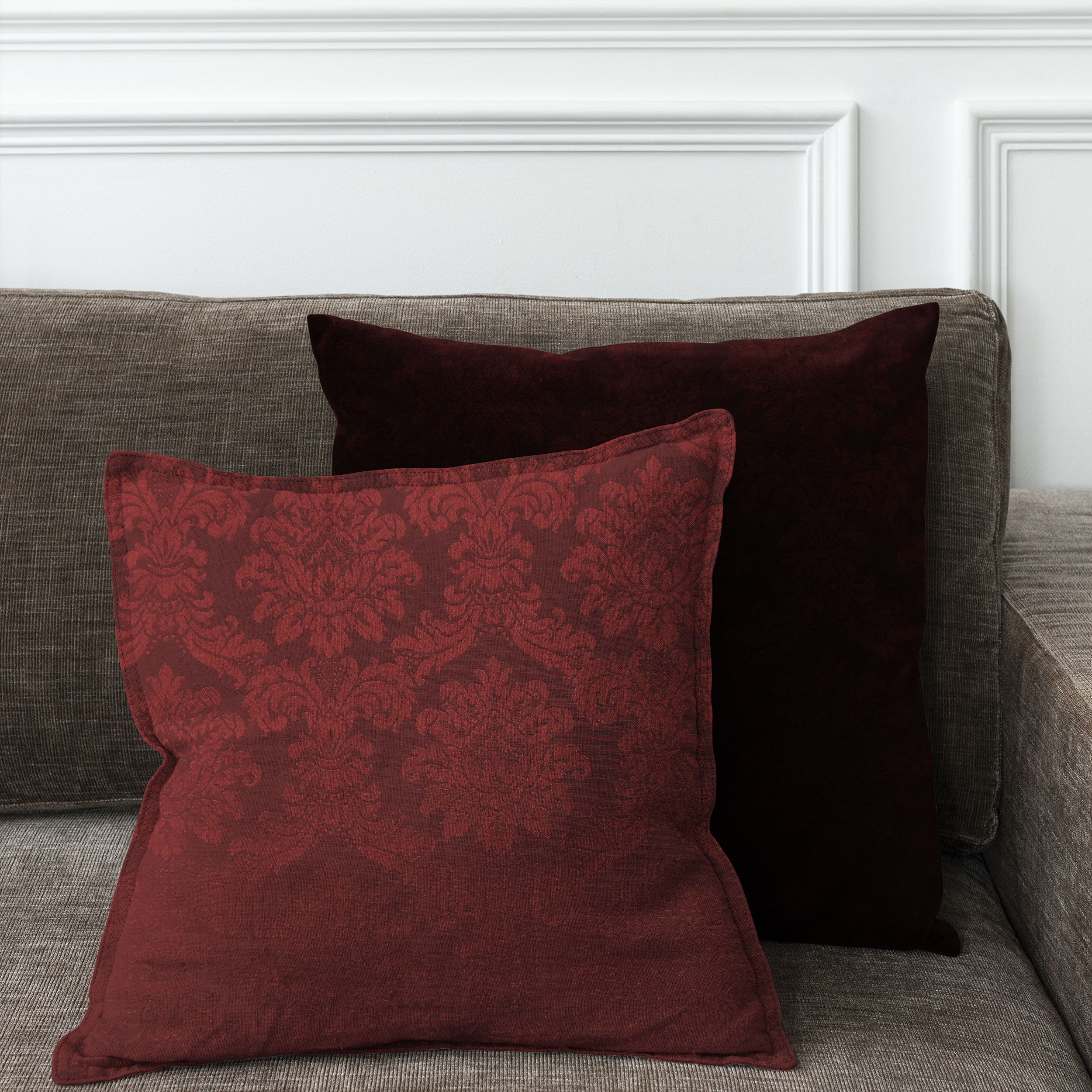 Tissu damassé rouge foncé