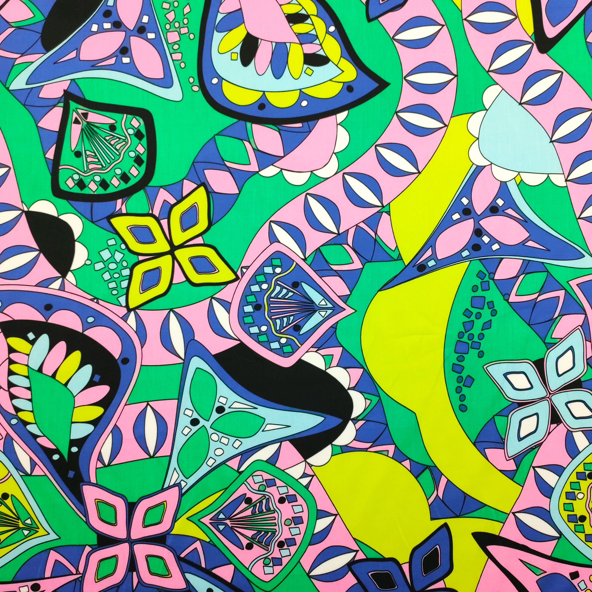 Abstract Patterned Cotton Satin Green Bluette Image