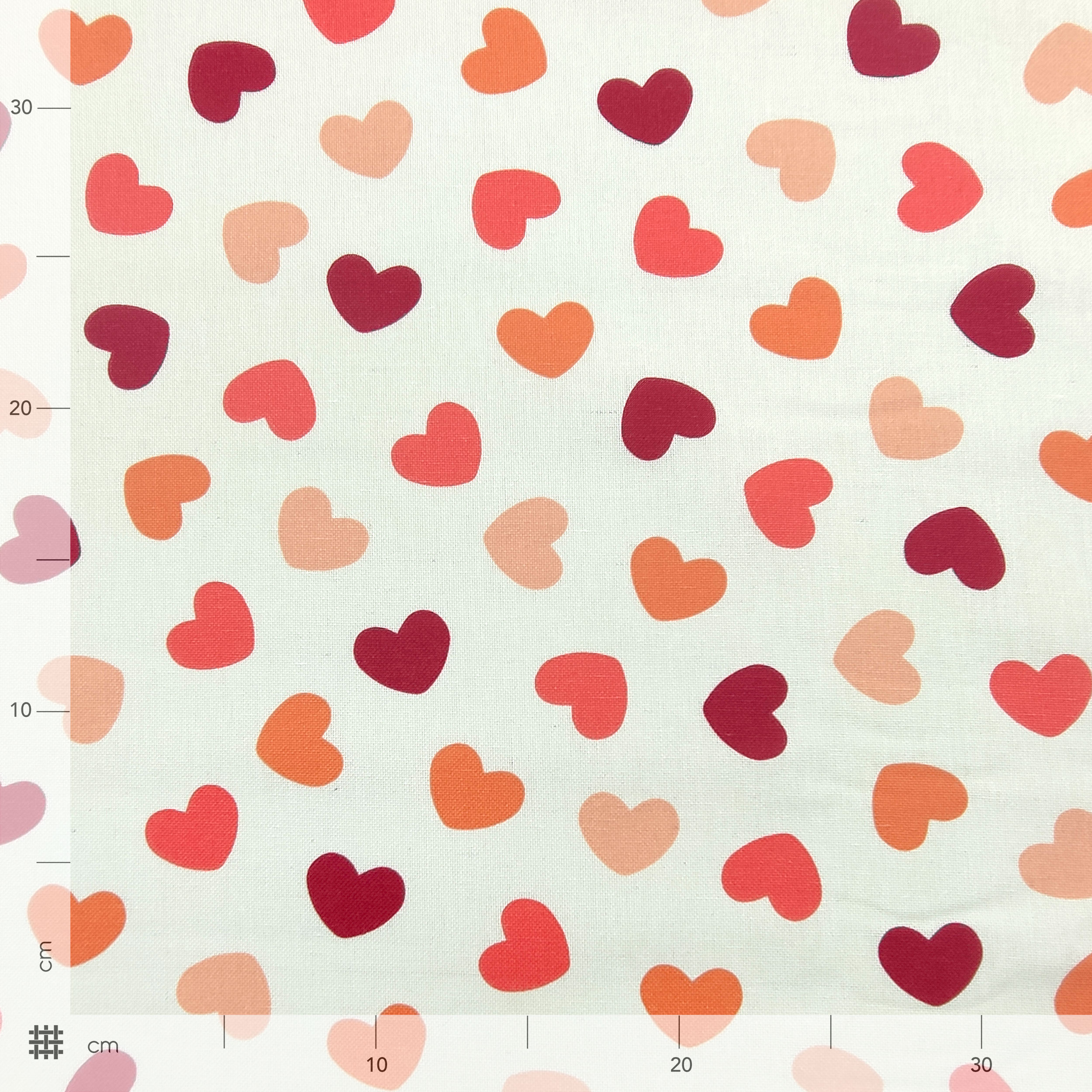 Panama fabric Hearts Red Tones Image