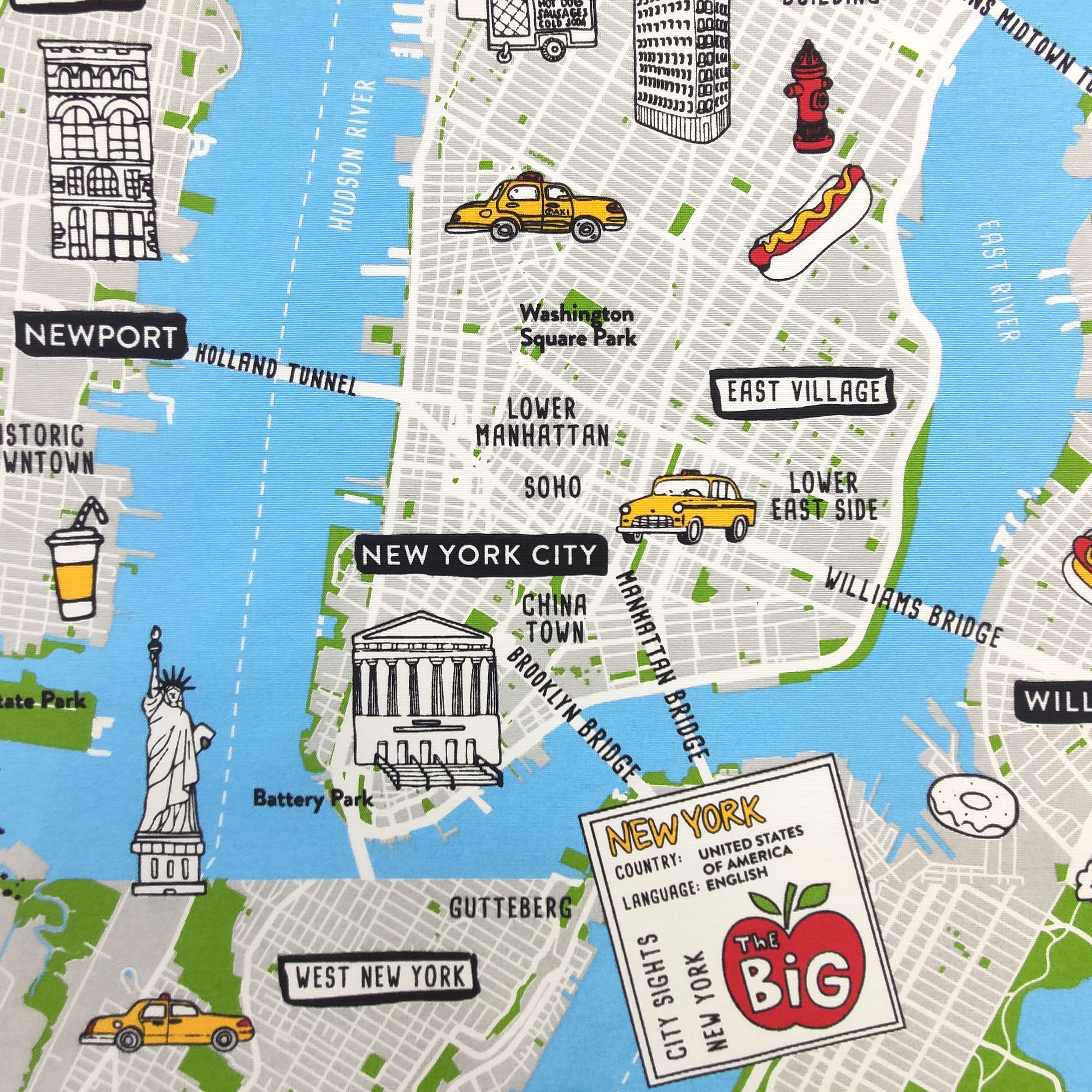 Tejido de algodón mixto Mapa de Nueva York