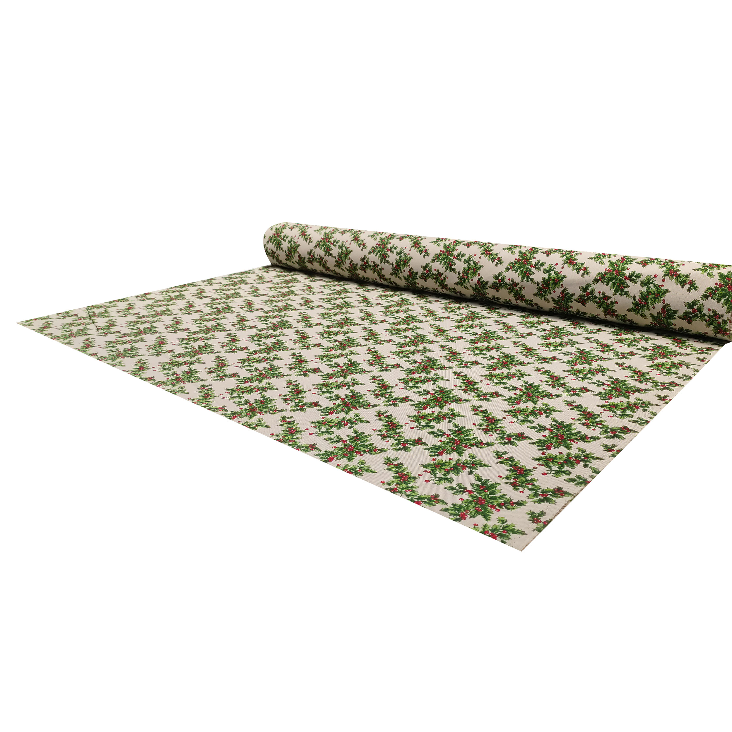 Mélange de coton de Noël Motif de l'arbre à houx H 280 cm