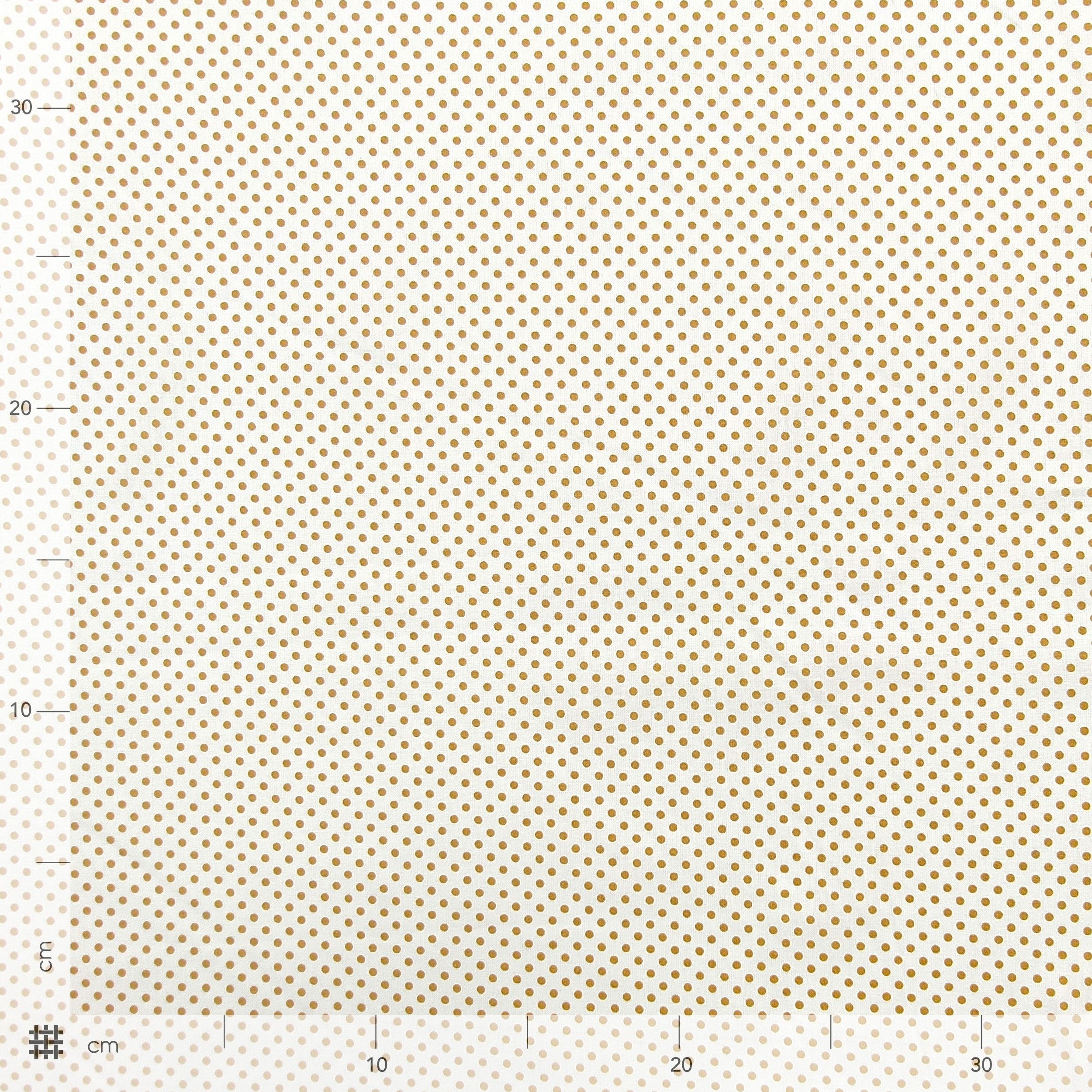 Baumwollstoff Weiß Senf Polka Dot