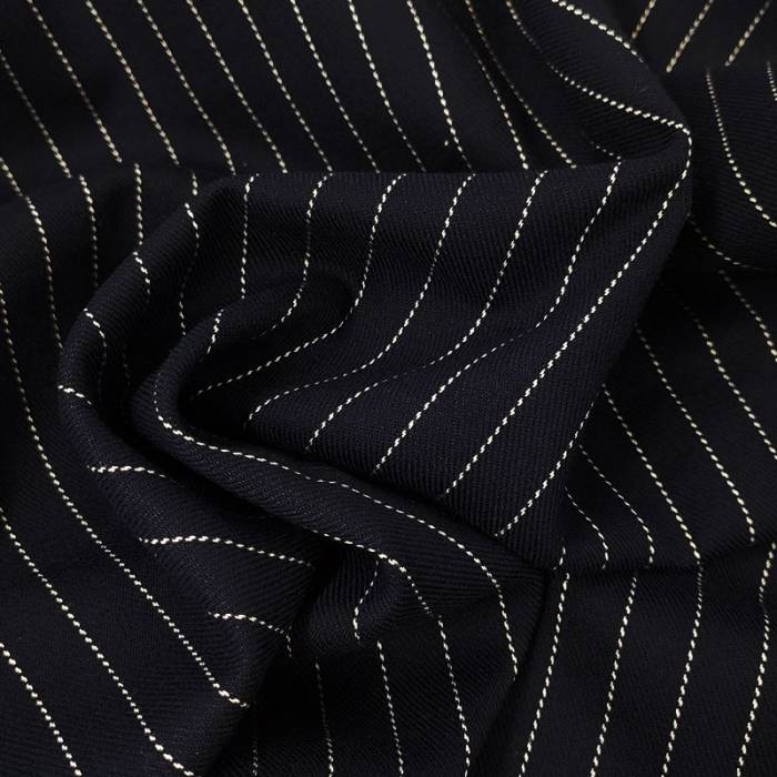 Dark Blue Pinstripe Stretch Viscose Image