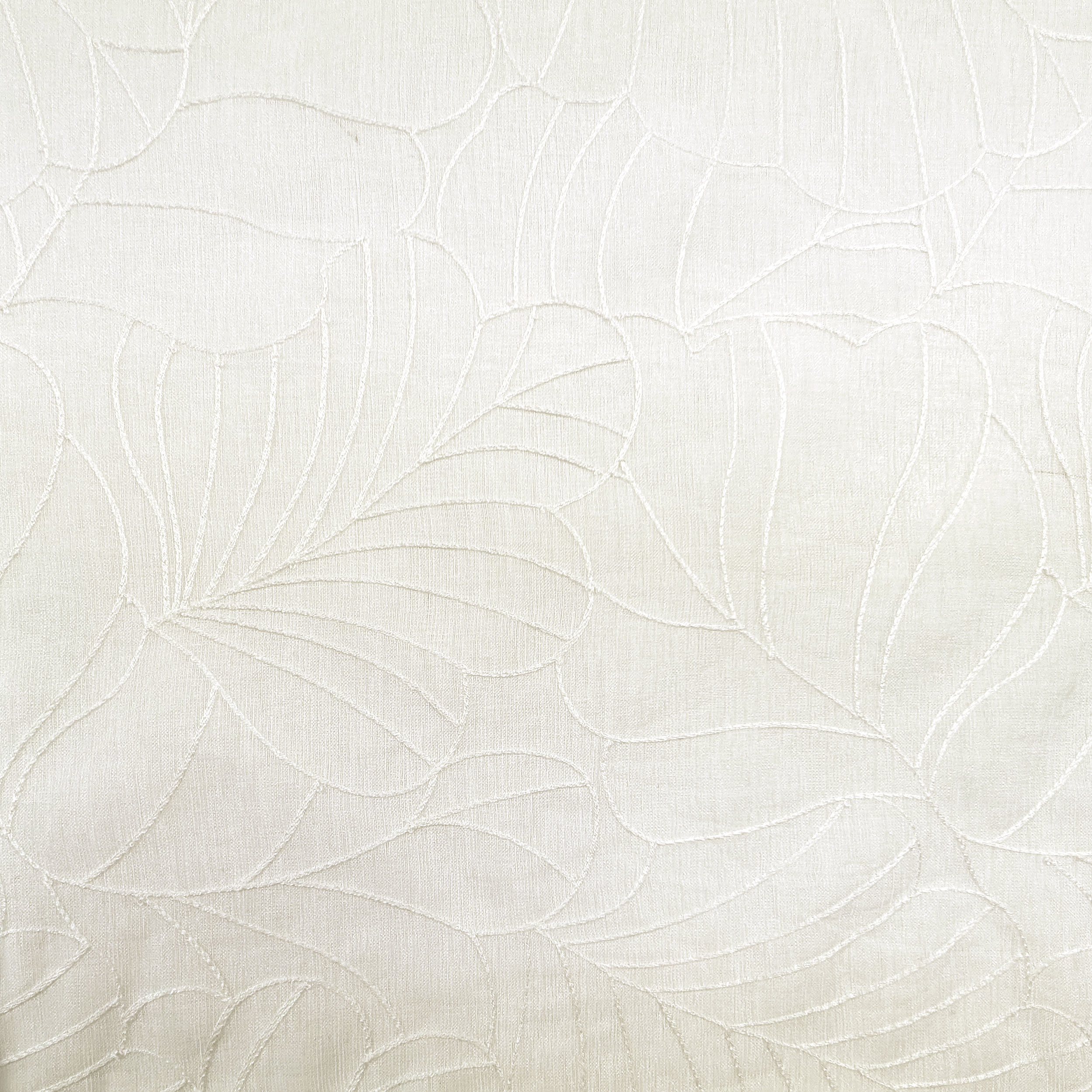 Abstract White Floral Curtain Fabric Image