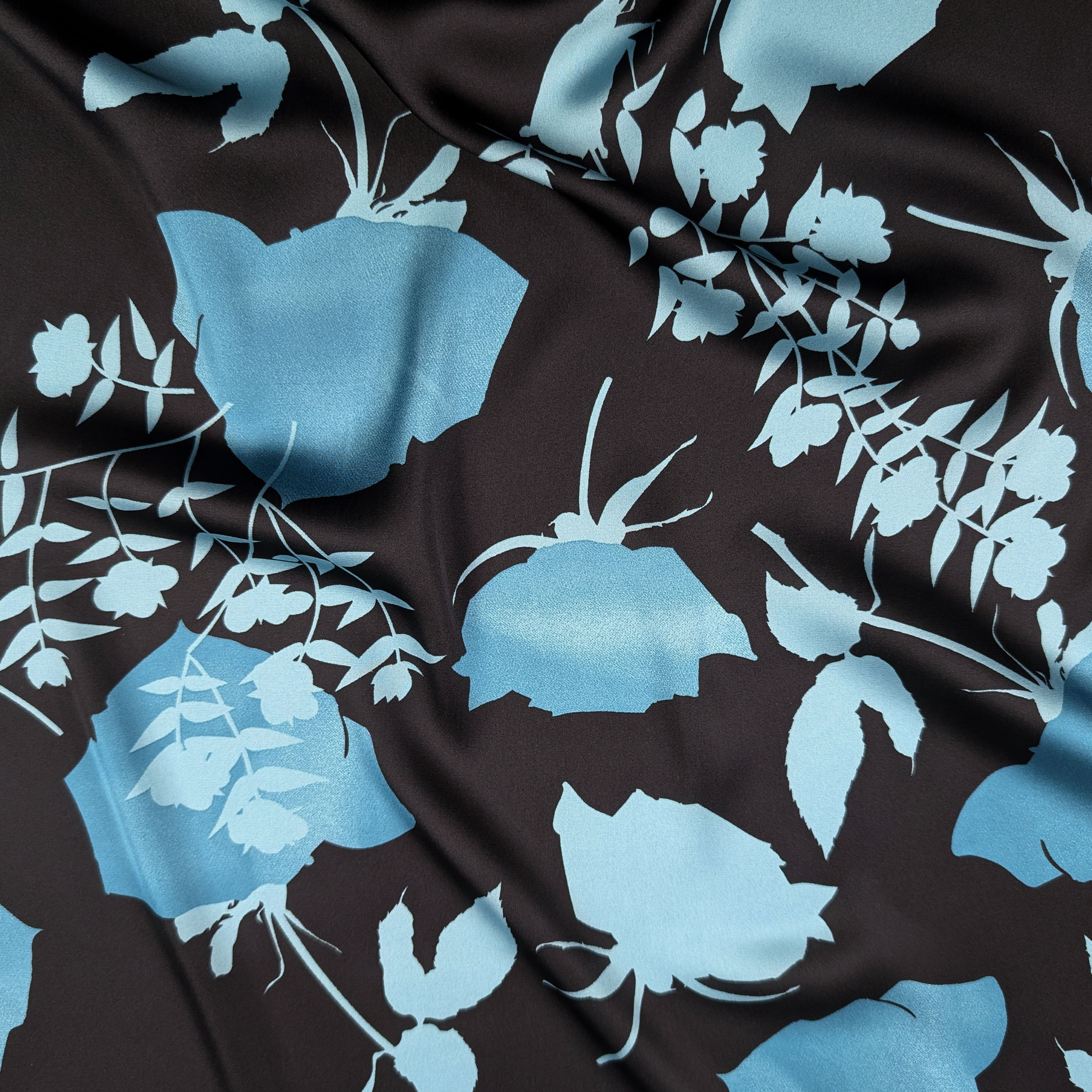 Fantasy raspberry leaves and blue flowers Image
