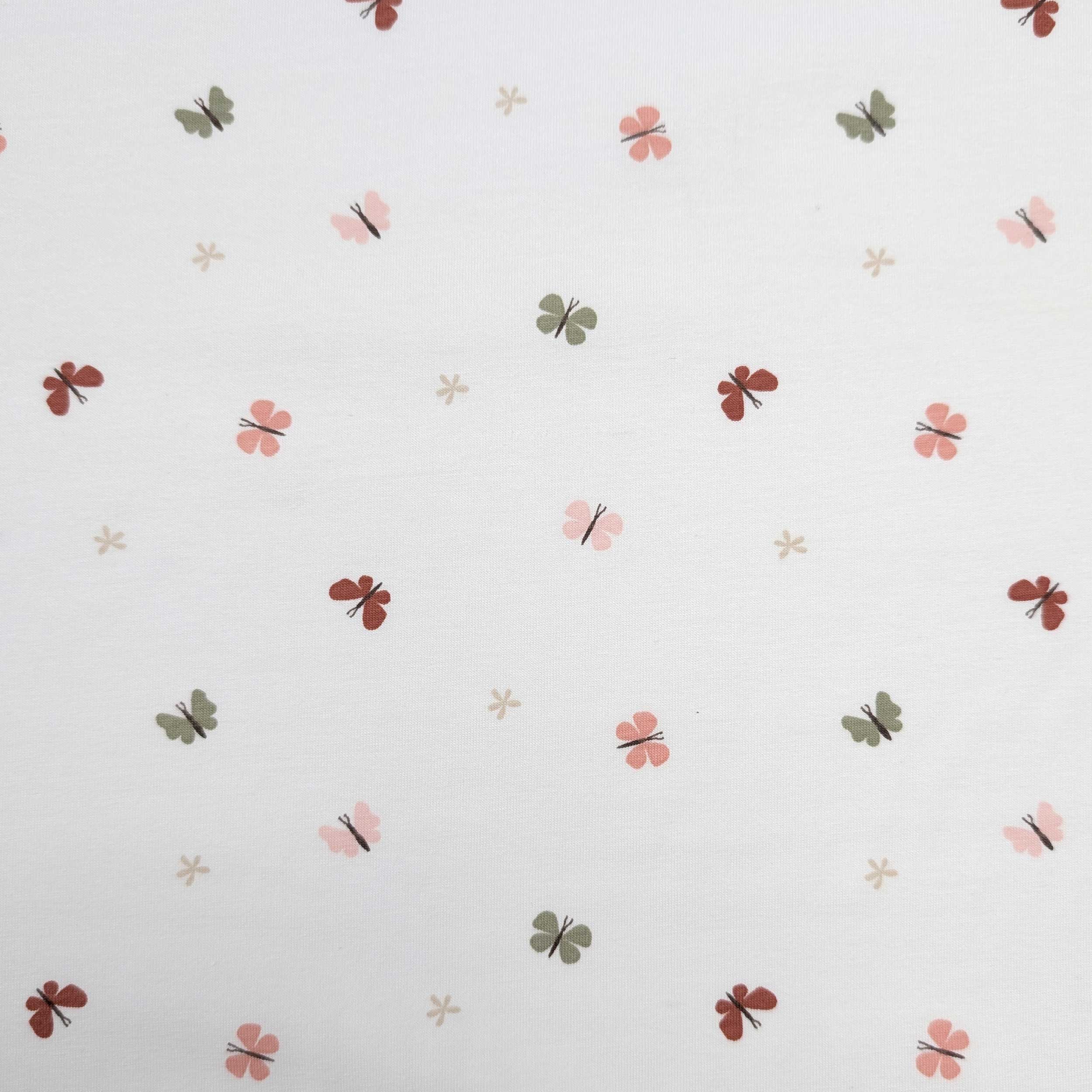 Jersey Cotton White Small Butterflies Image