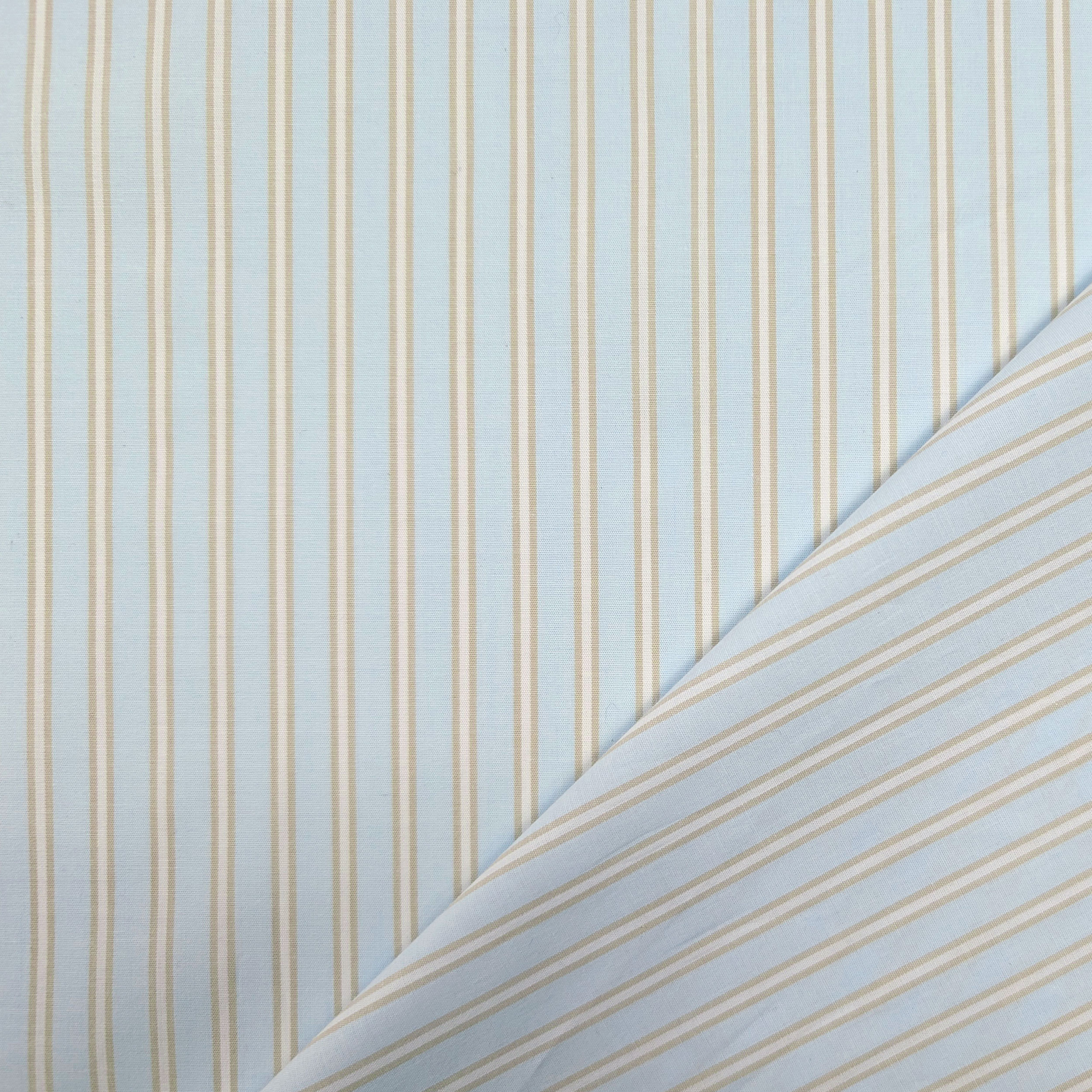 Light Blue Stretch Cotton for Shirts with Stripes Image