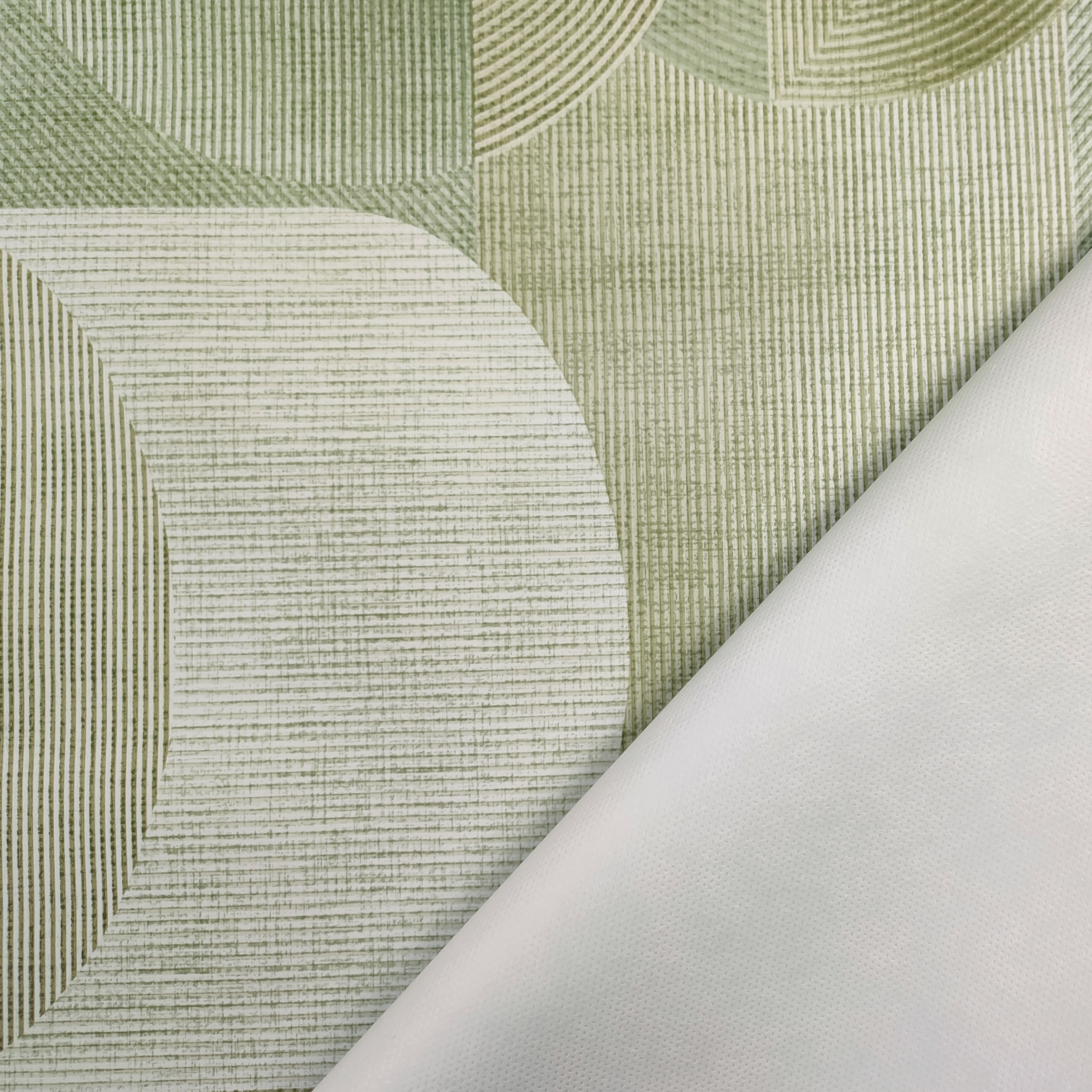 Fabric for Plastic-coated Tablecloth Green Geometric Patterns