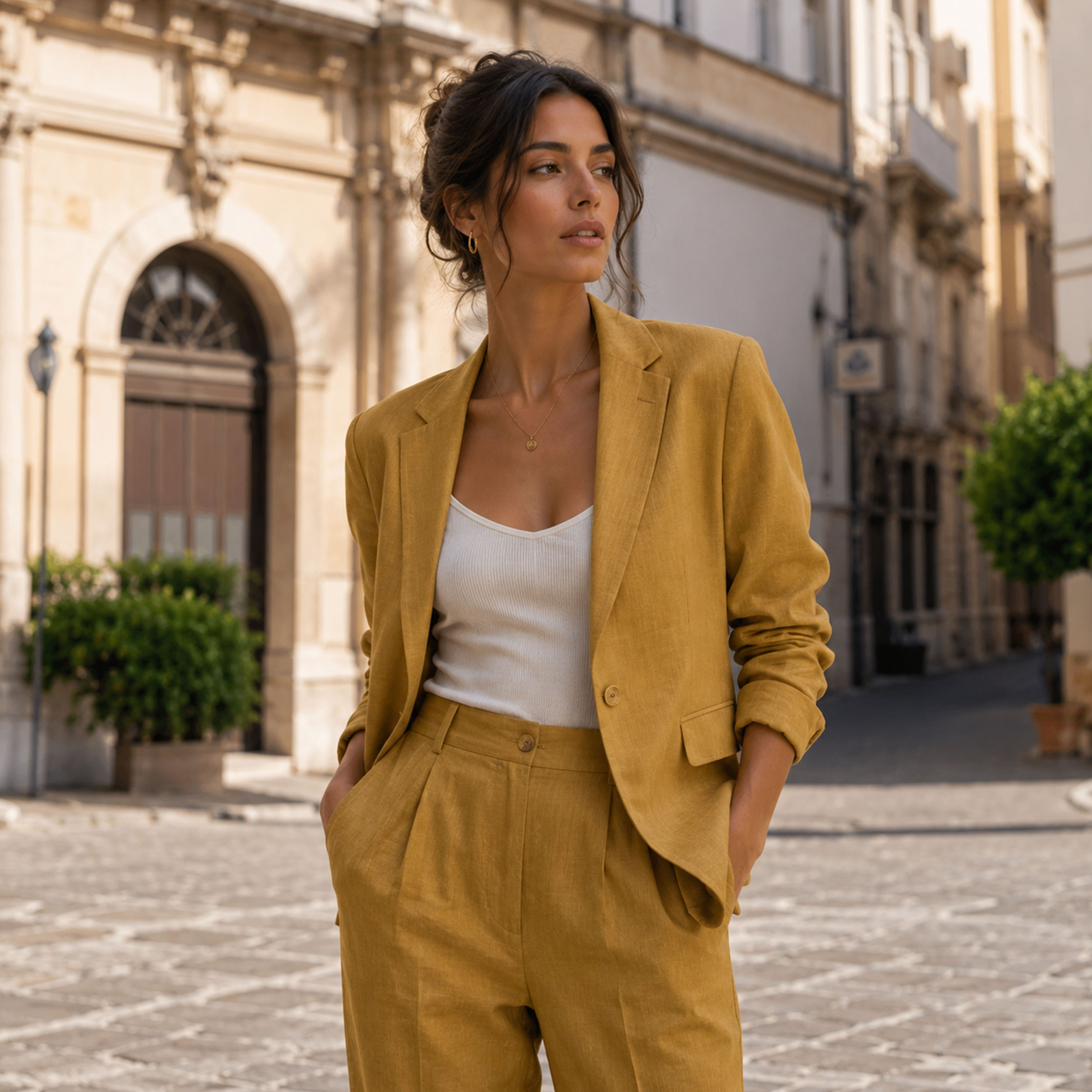 Pure Linen Fashion Ochre Image