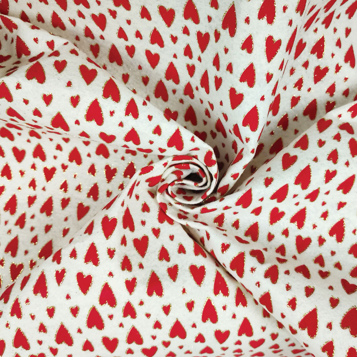 Pannolenci Crema con purpurina Corazones rojos