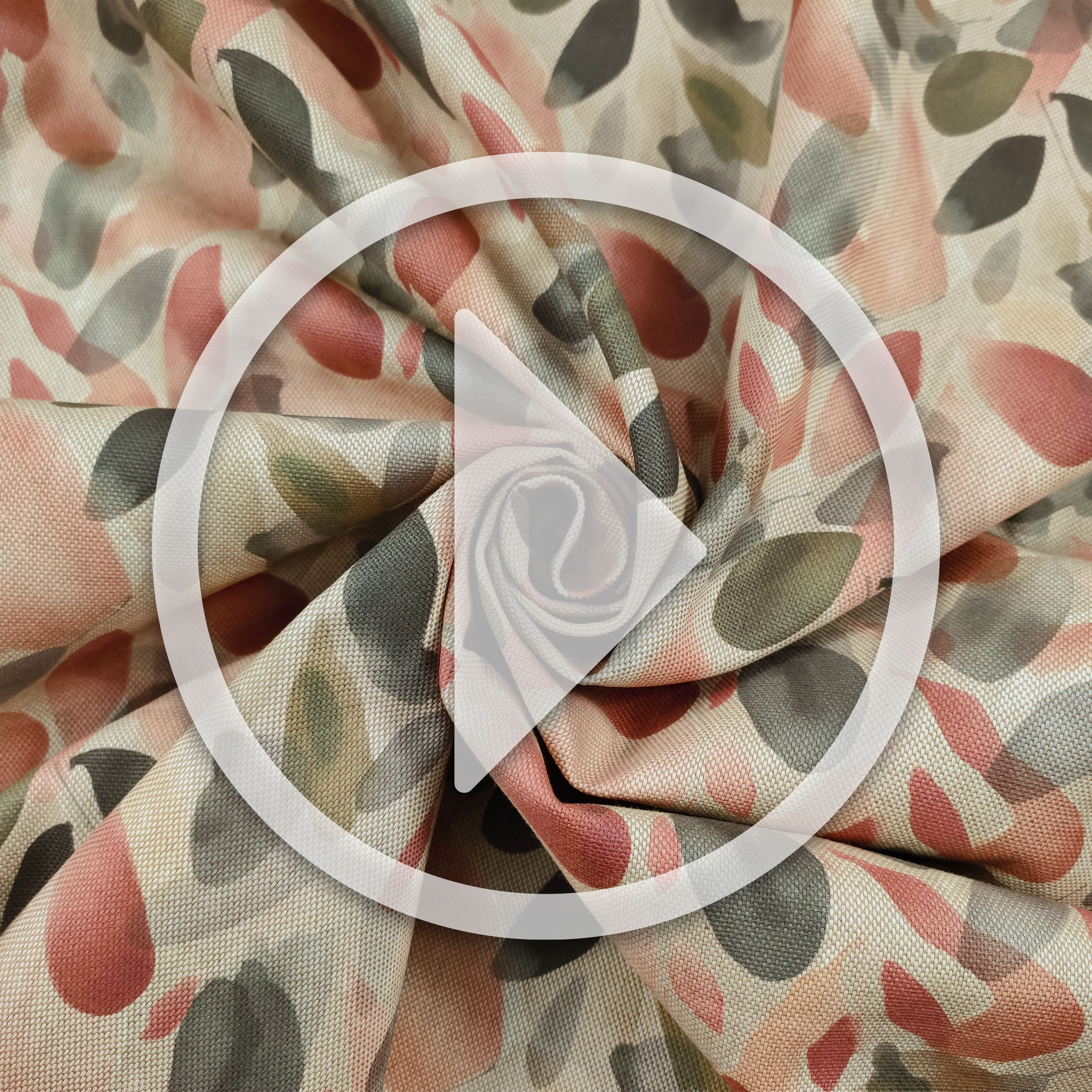 Cotton Mix Fabric Watercoloured Leaves Image