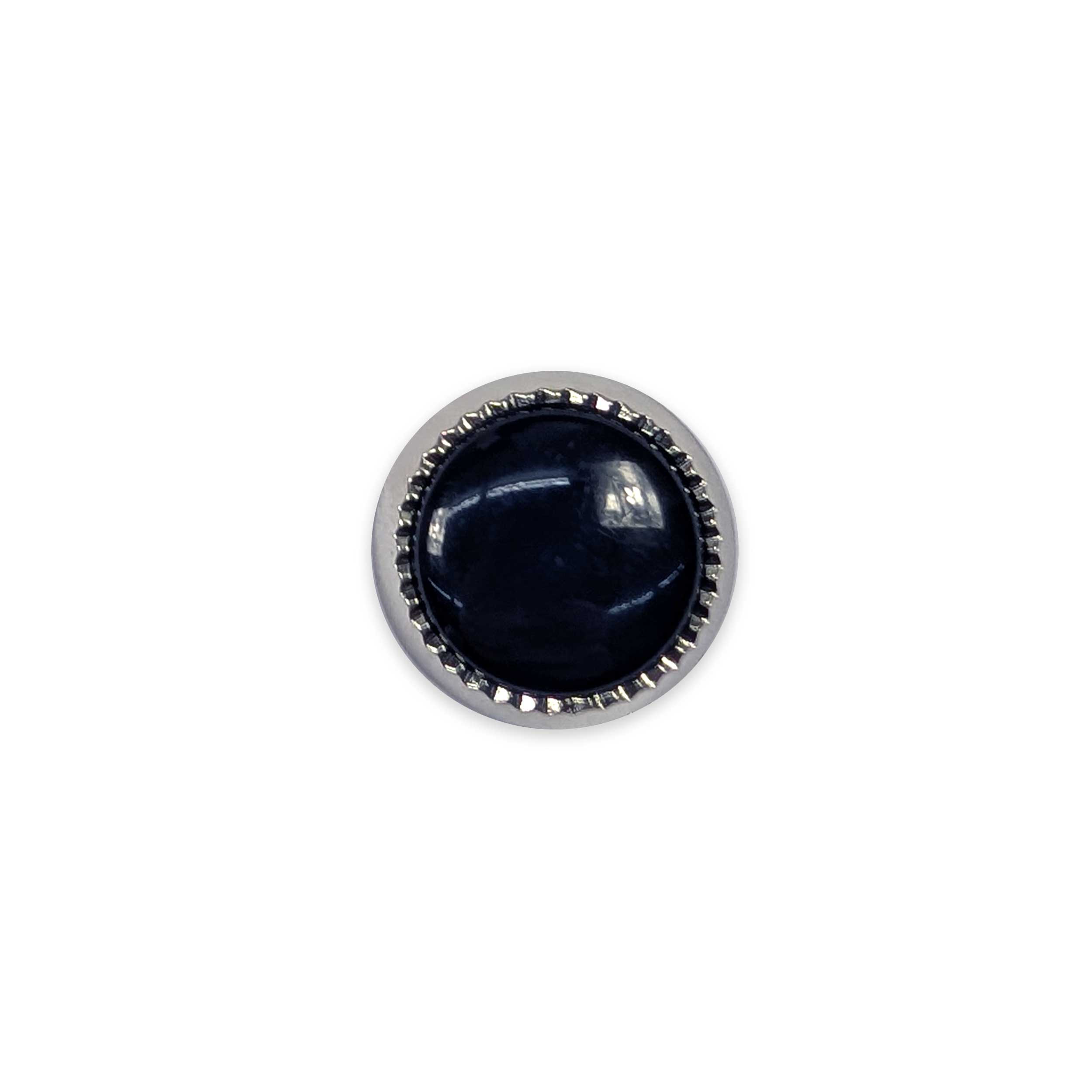 Silver-plated Plastic Button Dark Blue Stone Image