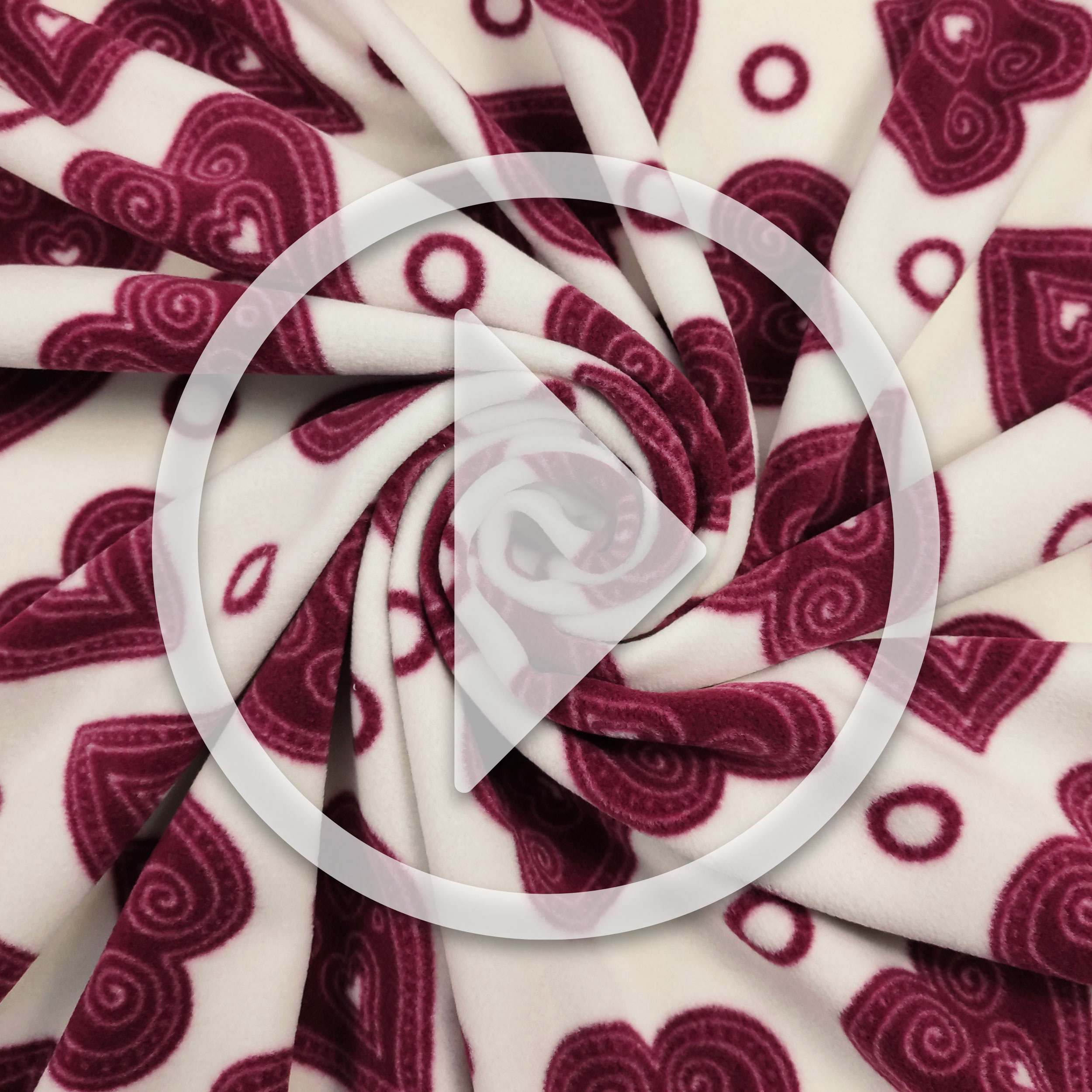 Bordeaux Hearts Fleece White Background Image