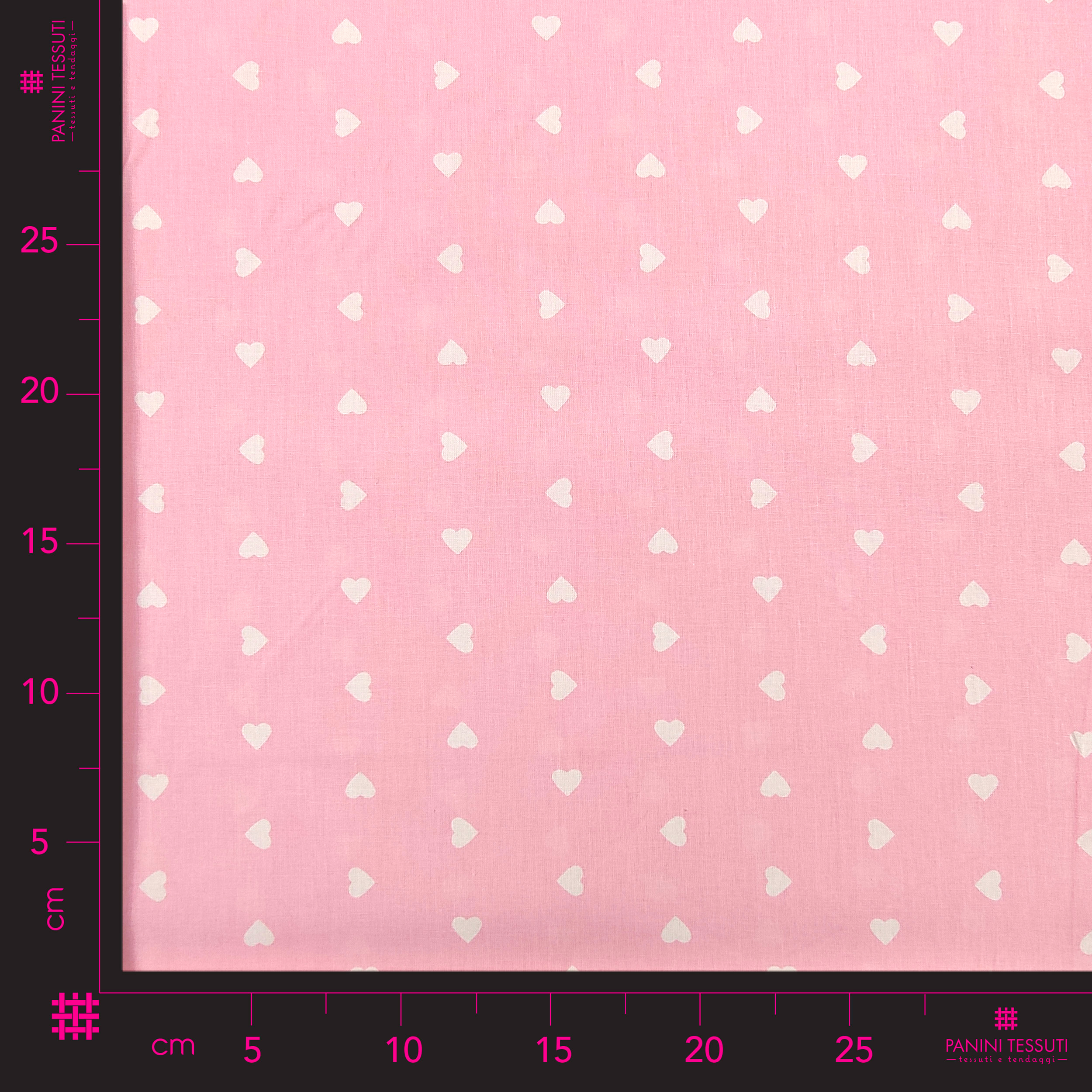 Printed Cotton with White Hearts - Colored Background  Image