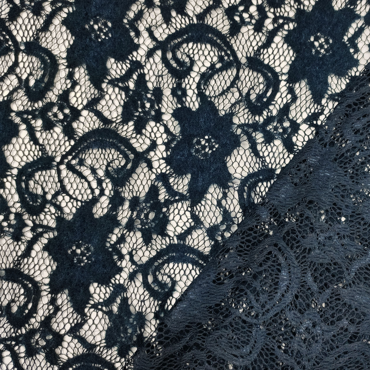 Tissu Night Blue Stretch Lace Image