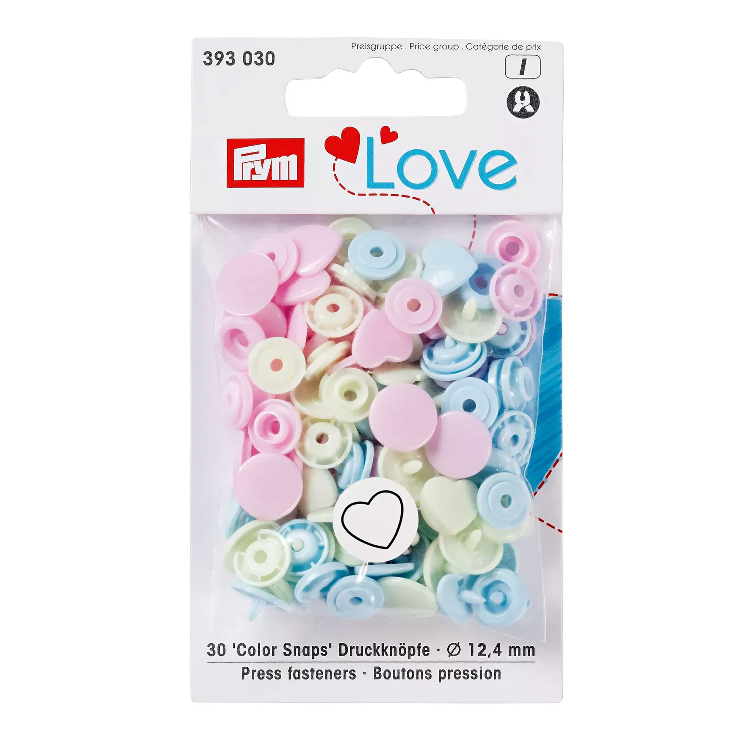 Druckknöpfe Color Snap Pastell Herzen Prym Love 12,4 mm Image