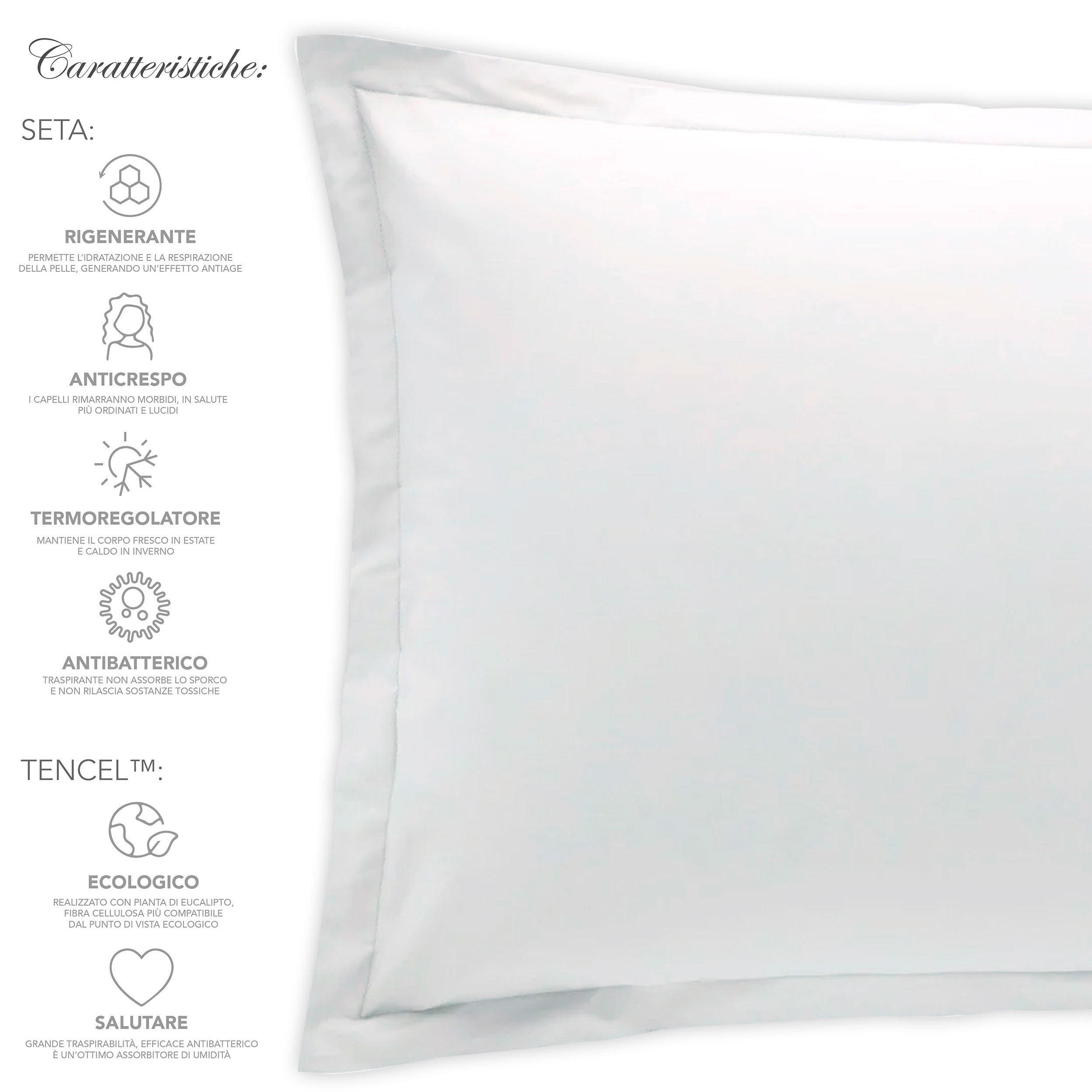 Taie d'oreiller en soie blanche 50x80 cm