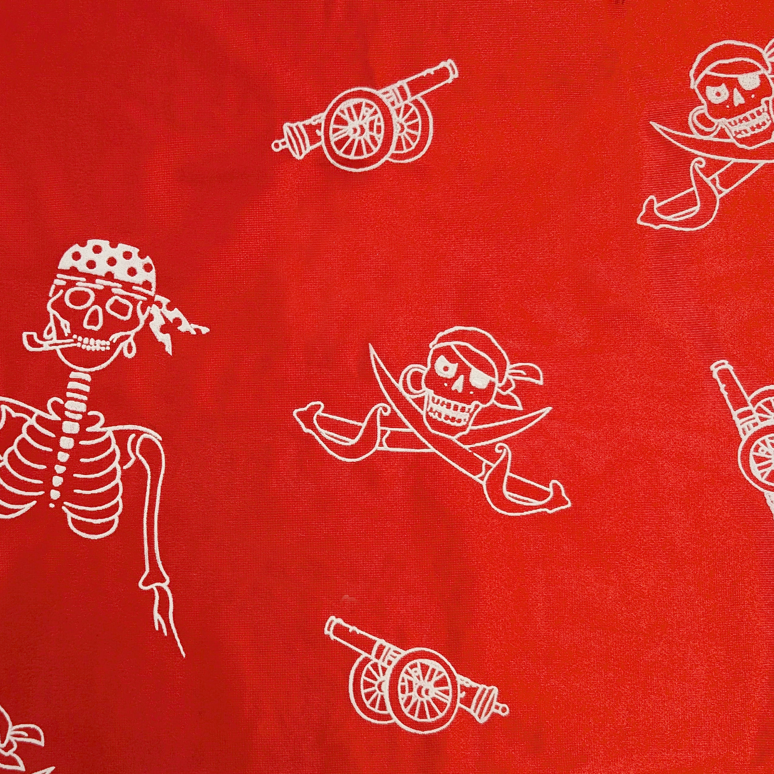 Red Pirate Skulls Carnival Fabric Image