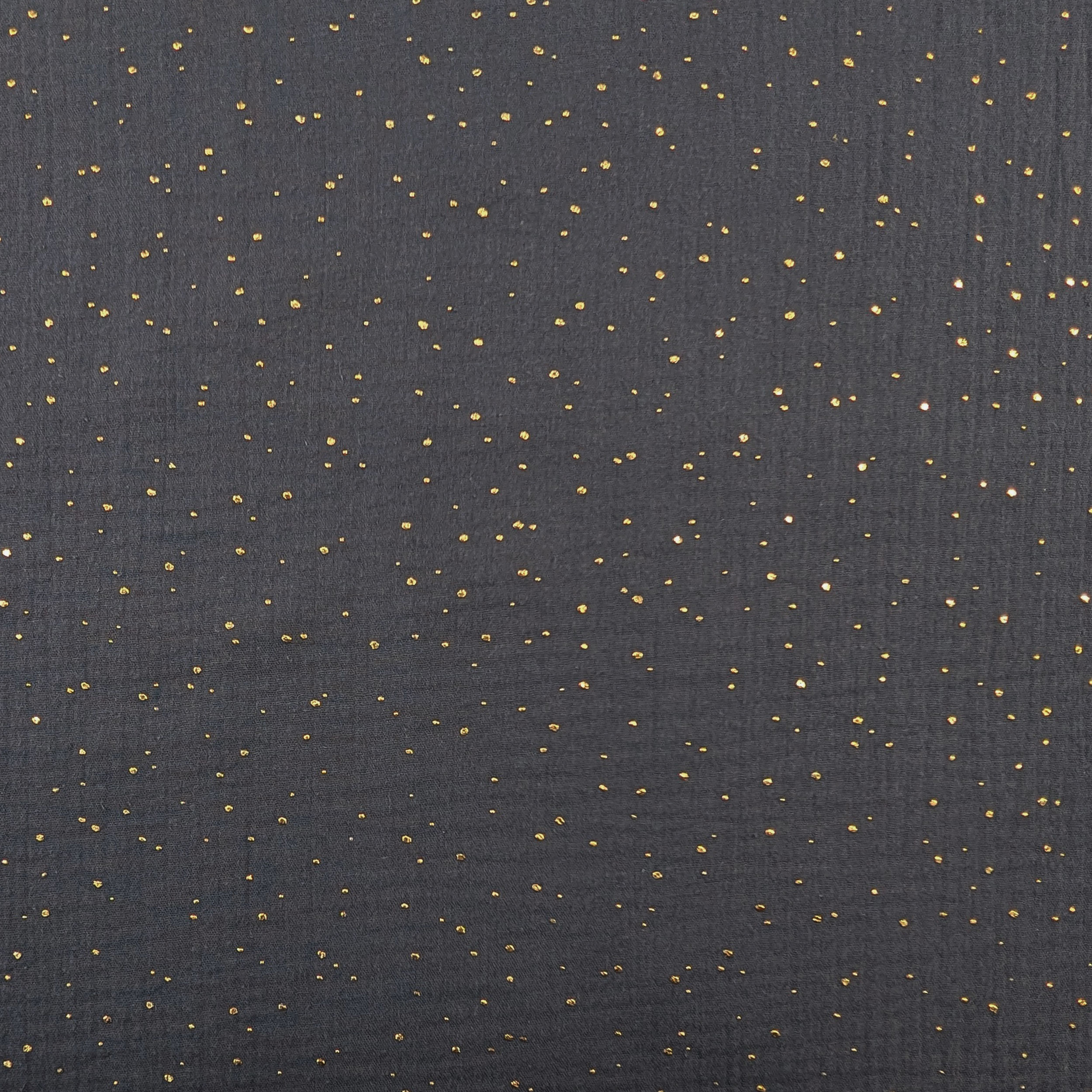 Dark Grey Cotton Muslin with Gold Polka Dots Image
