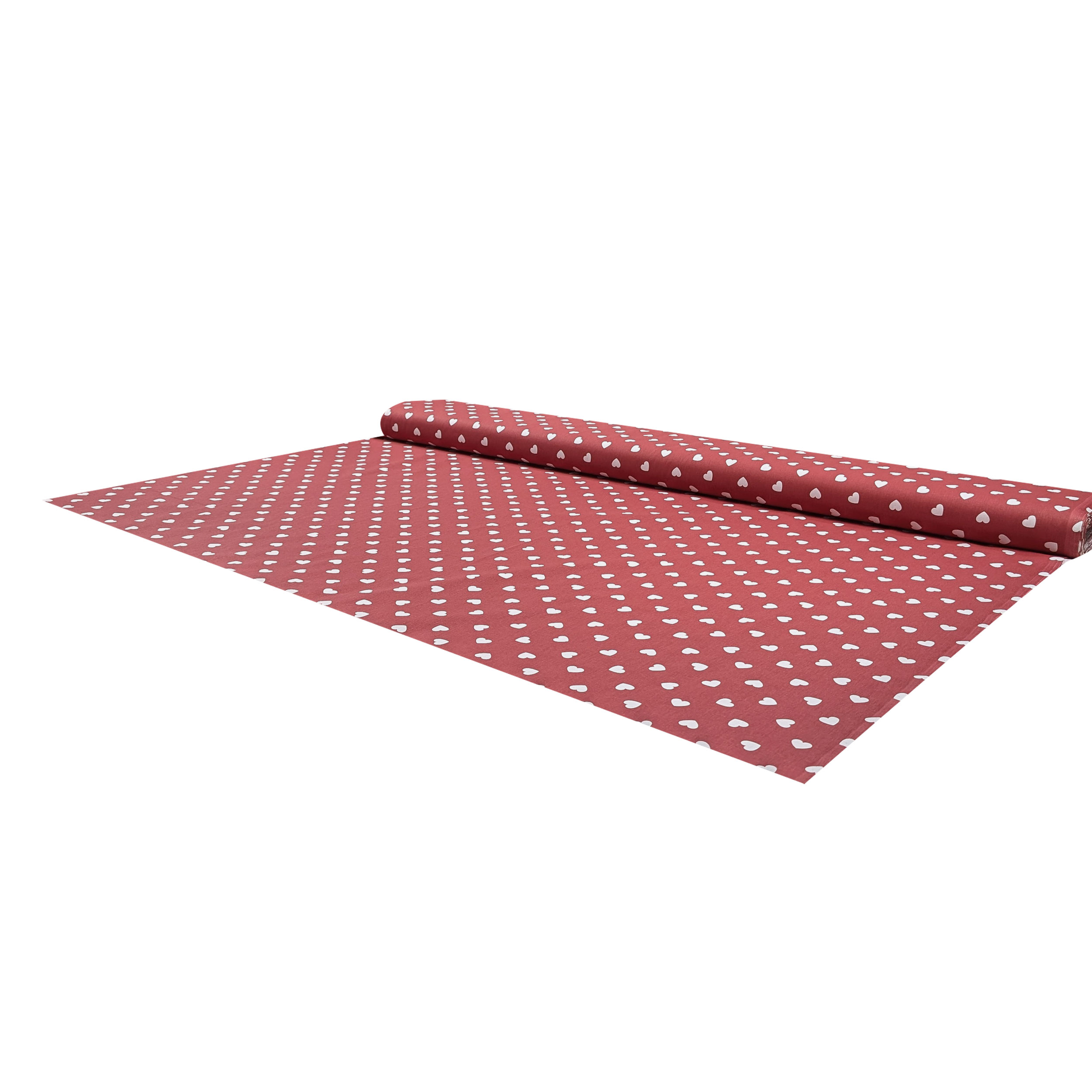Cotton Sheet White Hearts with Red Background Image