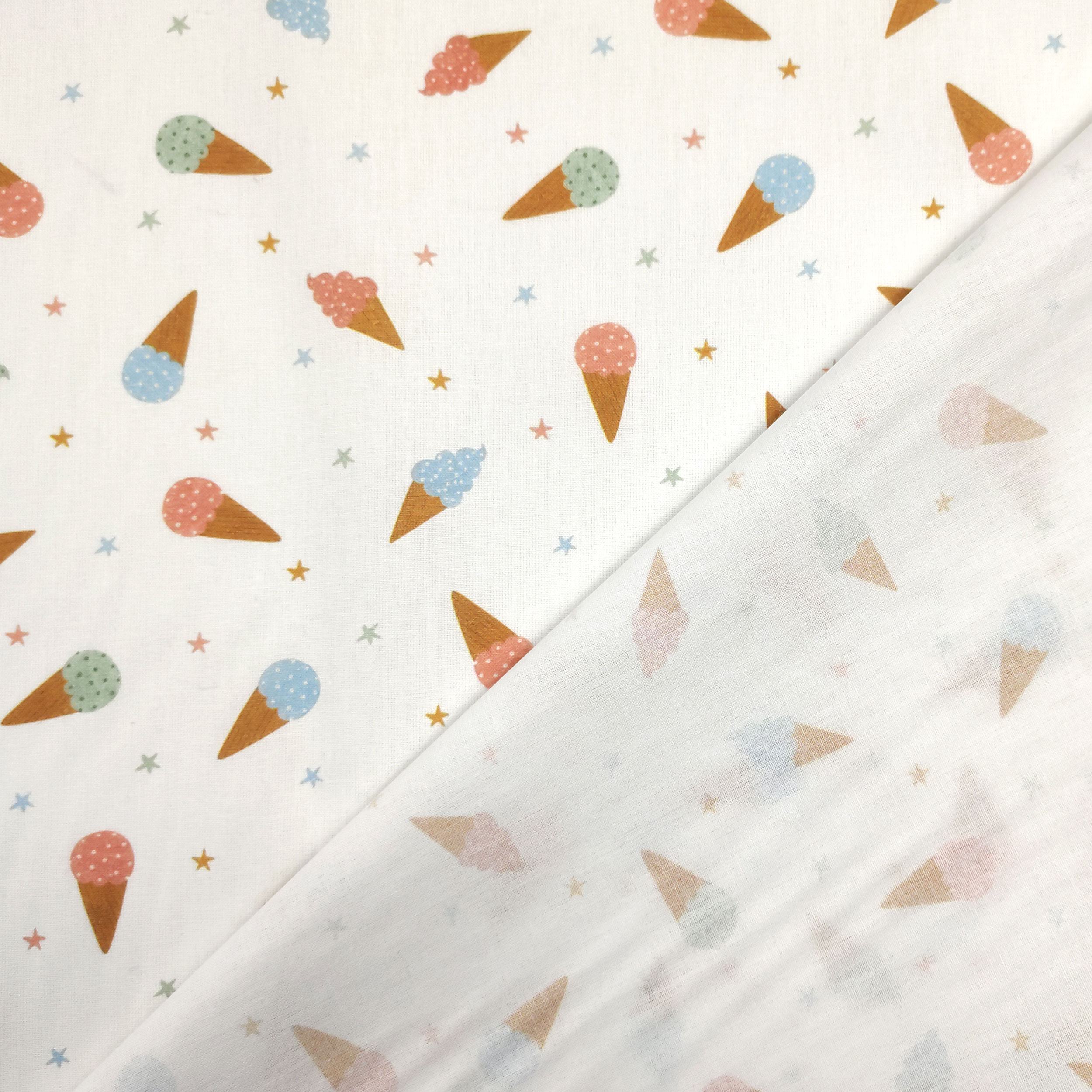Cotton Fabric Ice Cream and Stars