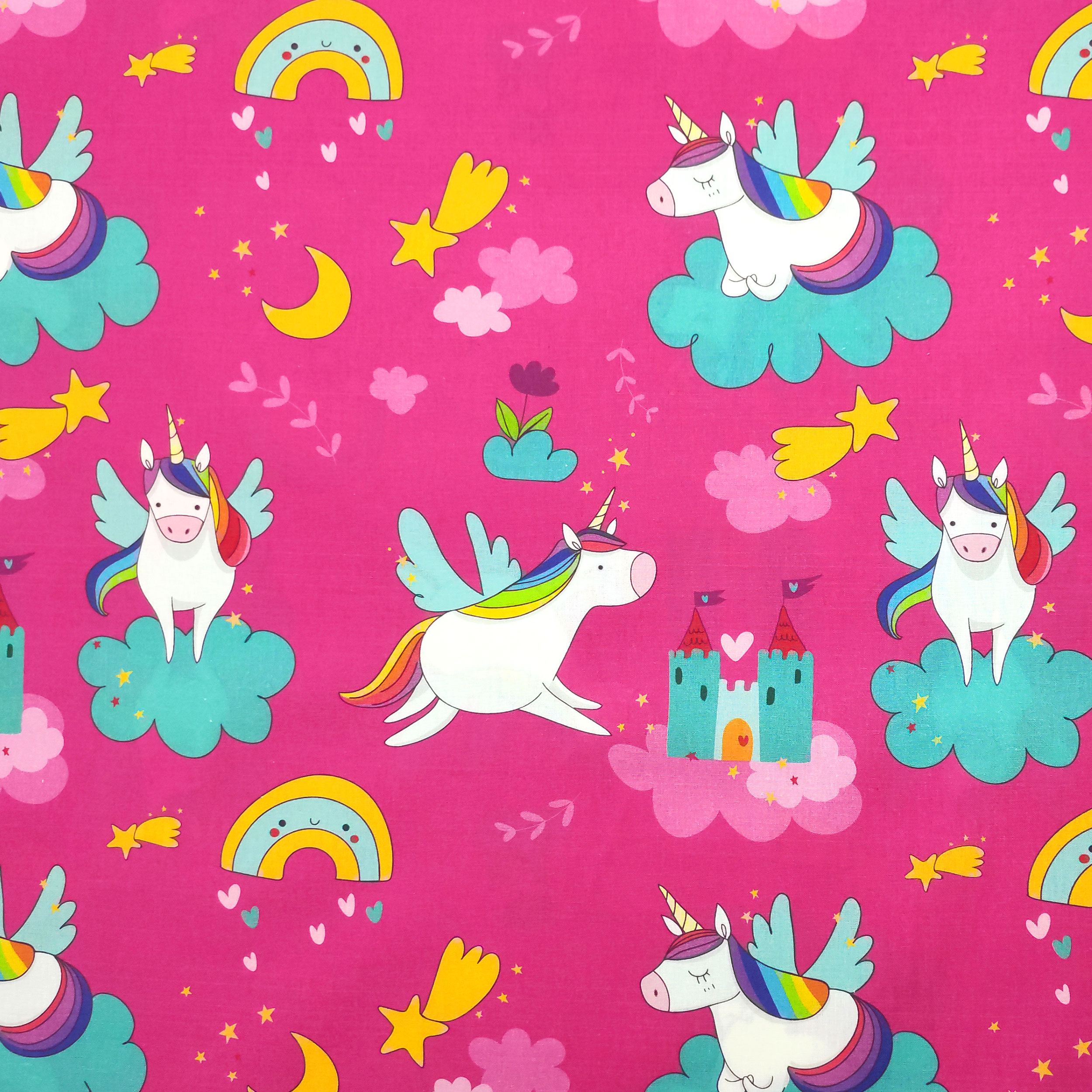 Licornes en coton et grands châteaux - Panini Fabrics