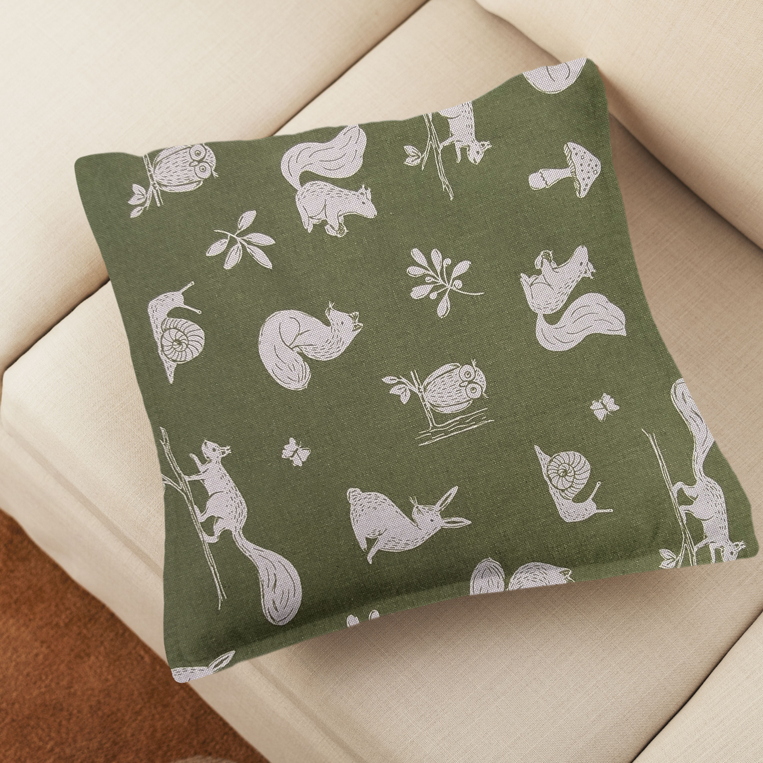 Découpage Panama Animaux des bois Fond vert 50x140 cm Image
