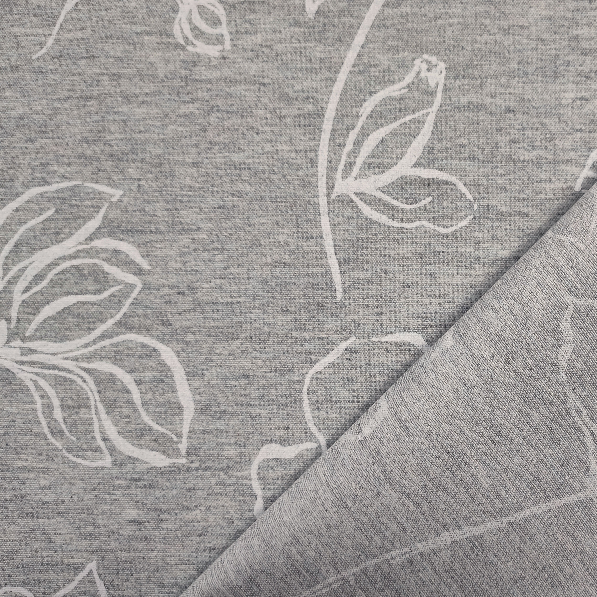 Grey Resin Tablecloth Fabric White Flowers Image