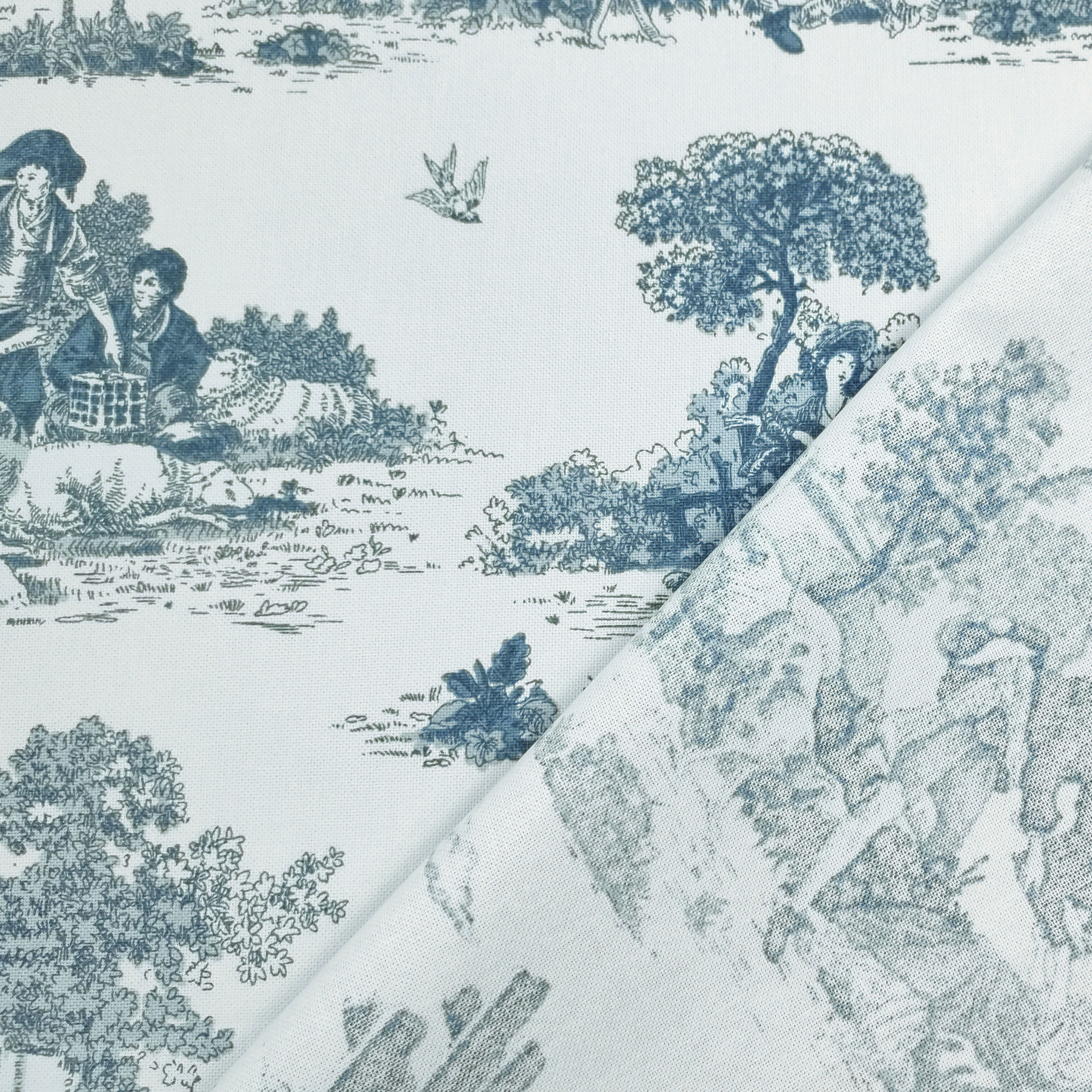 Ausschnitt Panama Toile de Jouy Petroleum 50x140 cm