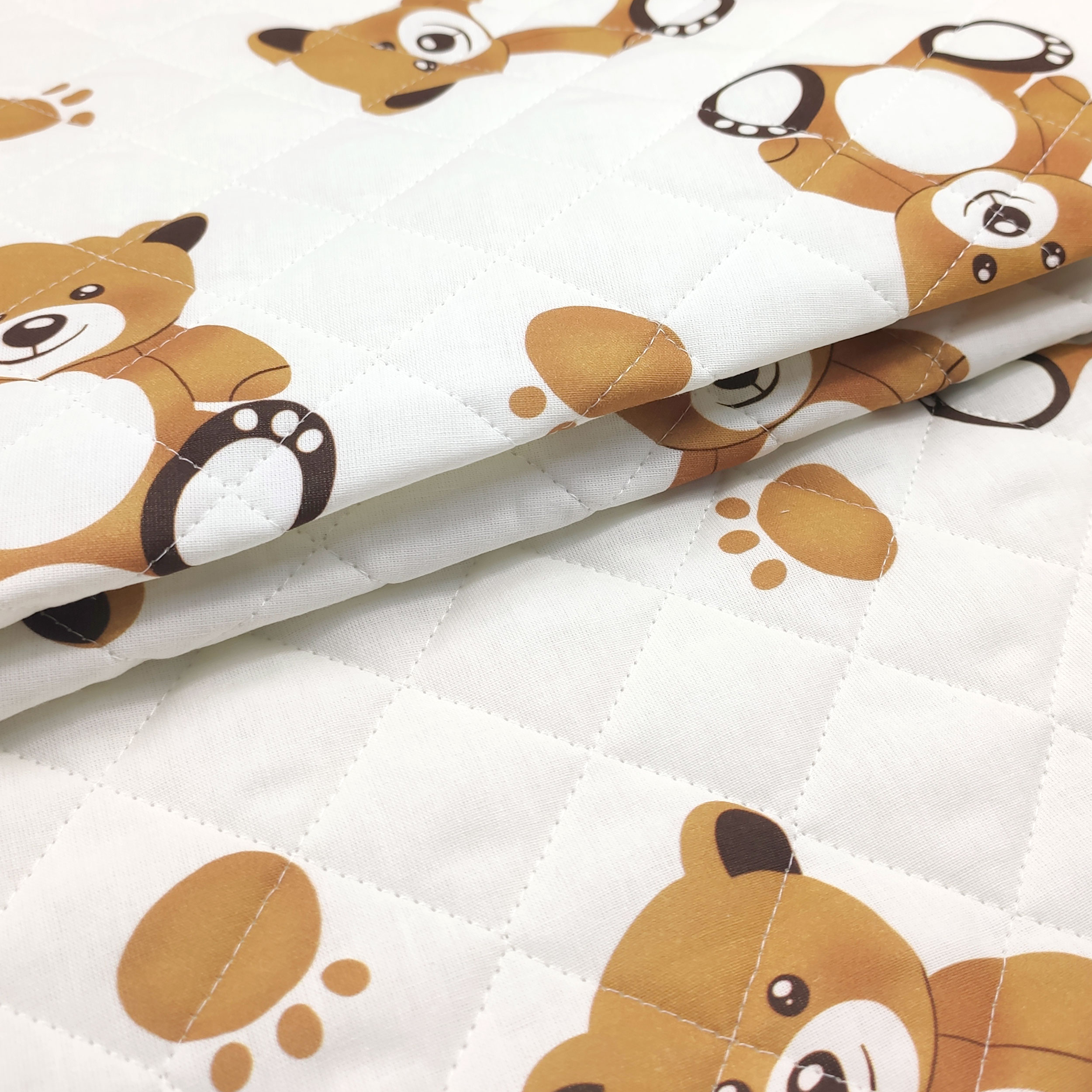 Quilted Fabric Bears White Background Image