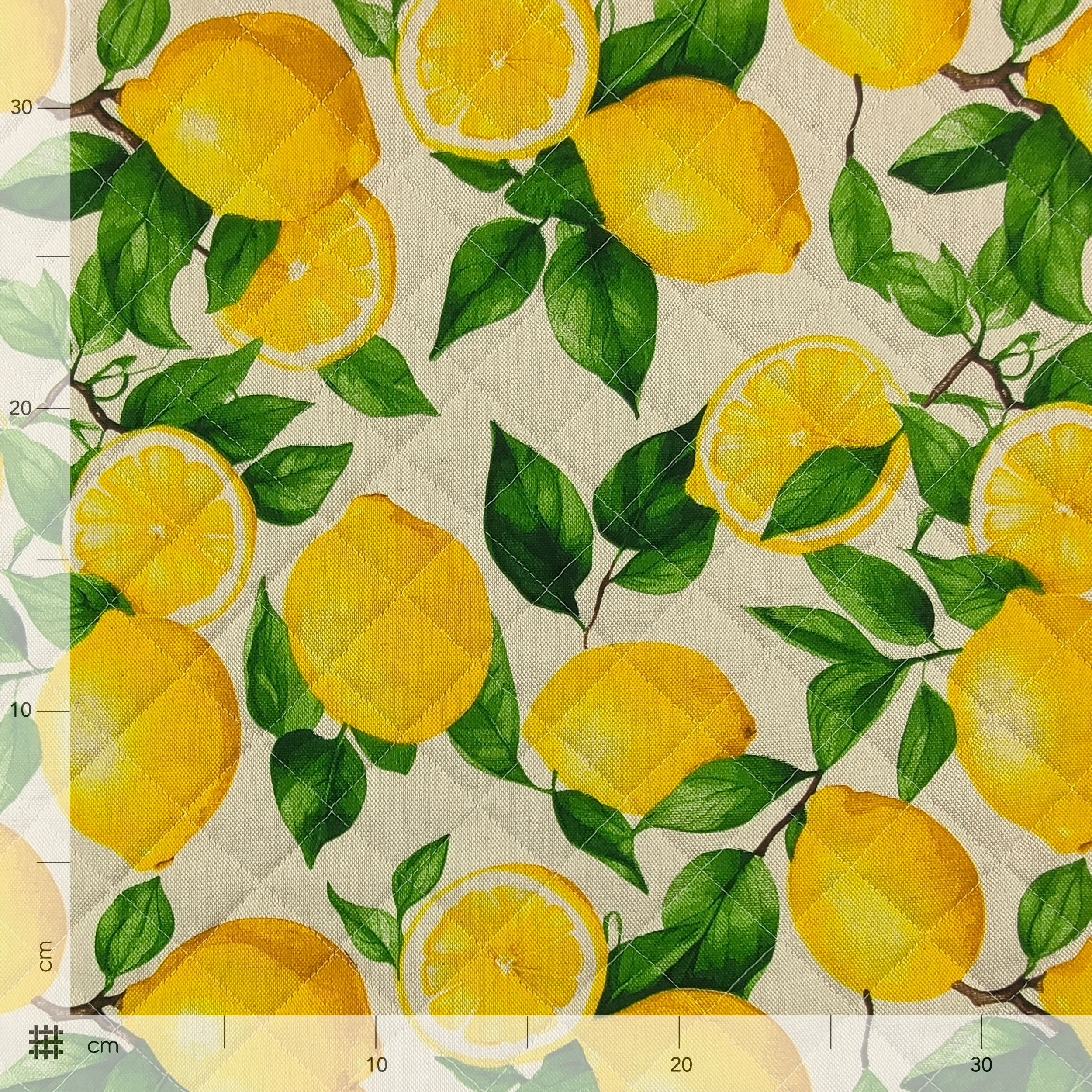 Lemon Quilted Fabric Beige Background