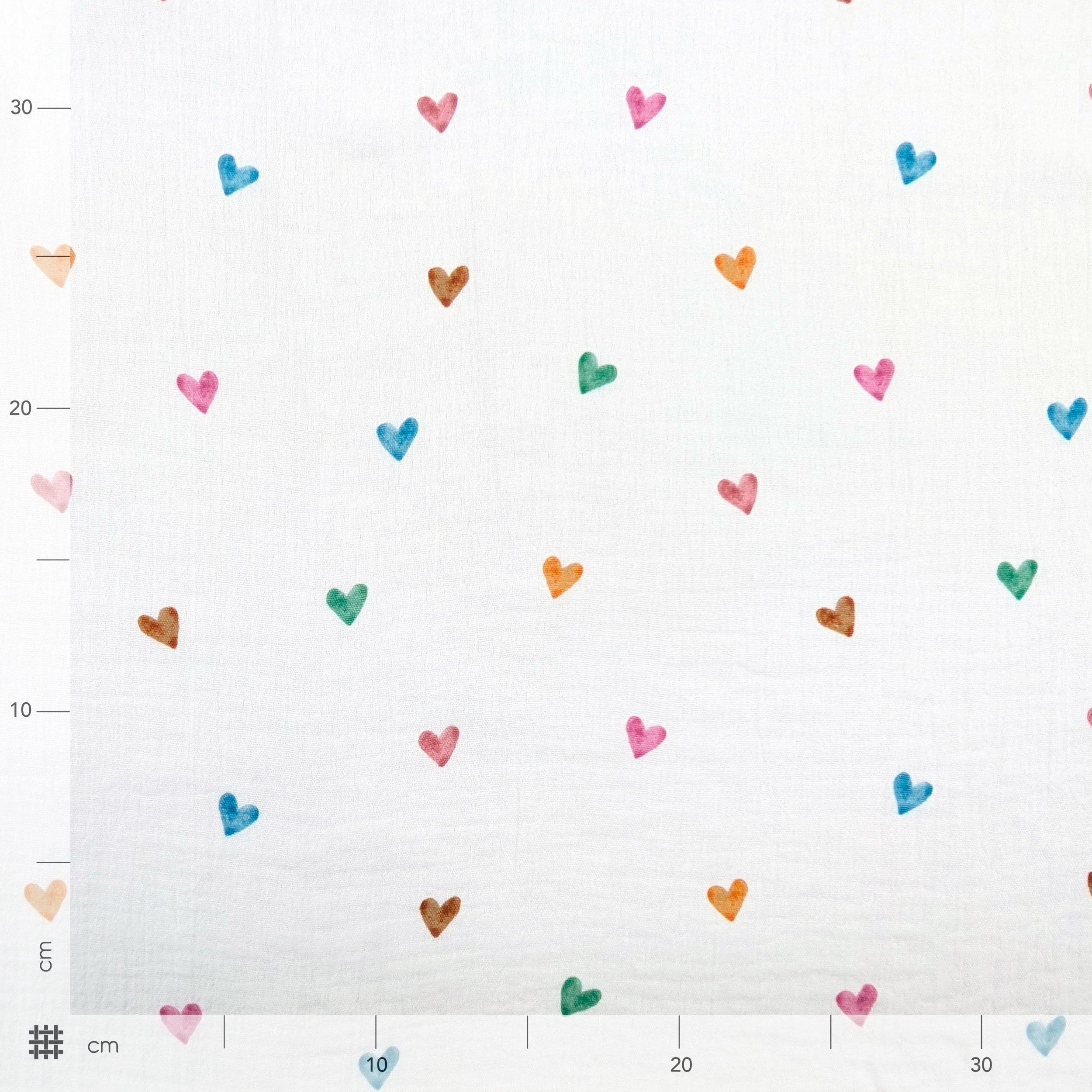 Cutout muslin cotton muslin coloured hearts 90x130 cm Image