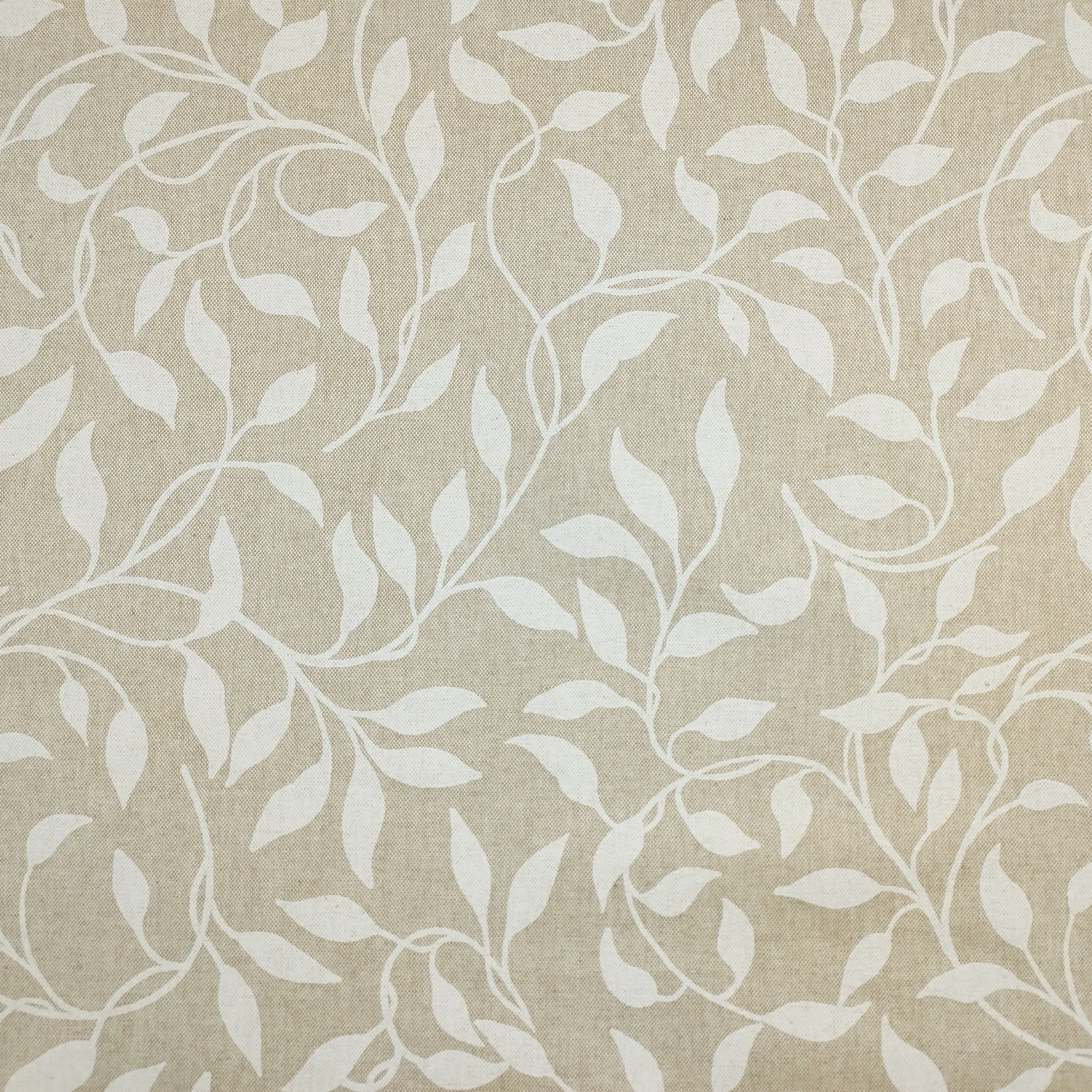 Stoff für Tischtuch Cotton Foliage Weiß
