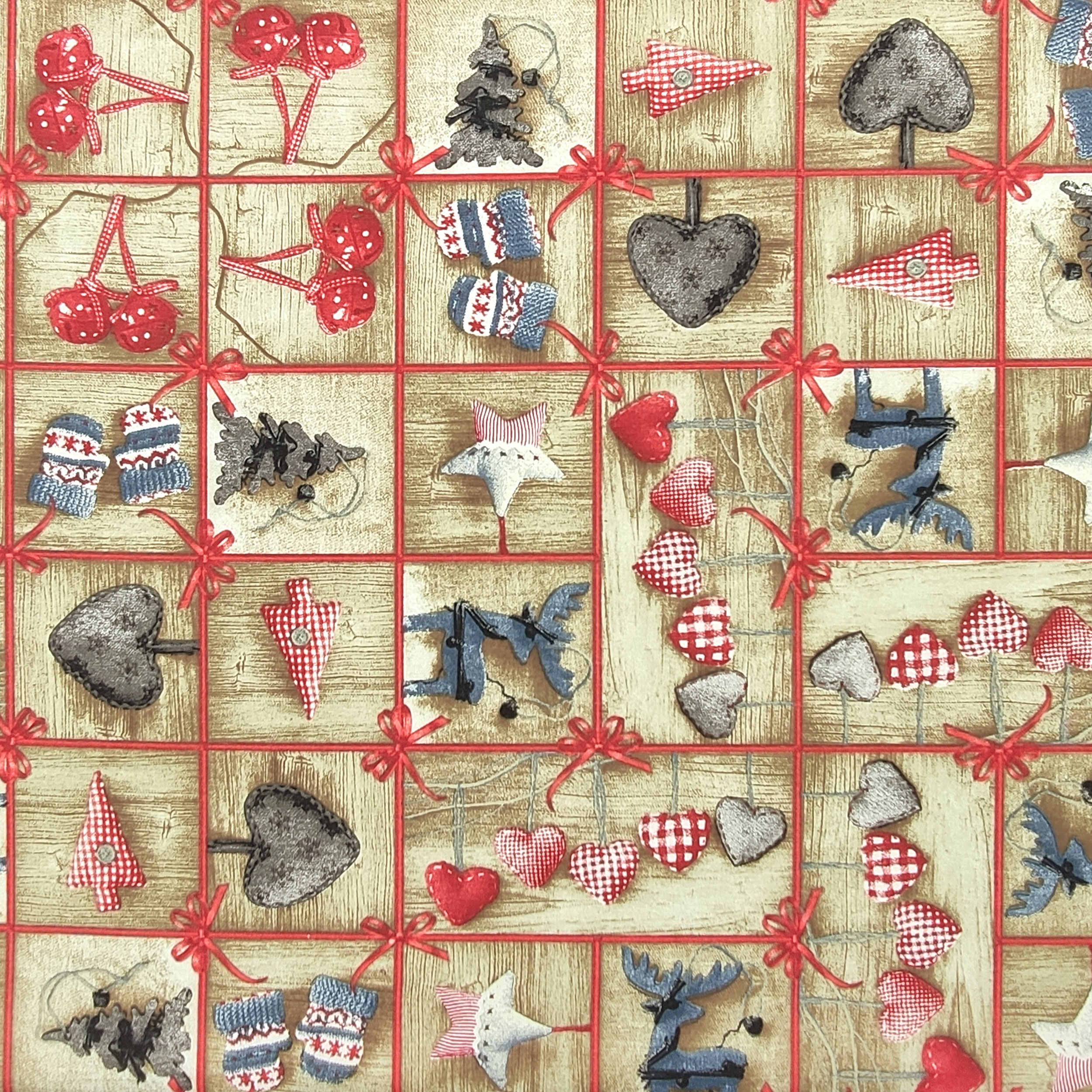 Tissu de décoration de Noël avec décorations Shabby Image